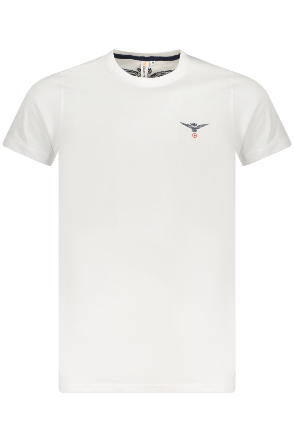 S5S636-5586_BI001 – Weißes Kurzarm Herren T-Shirt mit Adler-Druck und Rundhals – Größe: S, M, L, XL, 2XL, 3XL – Farbe: Bianco