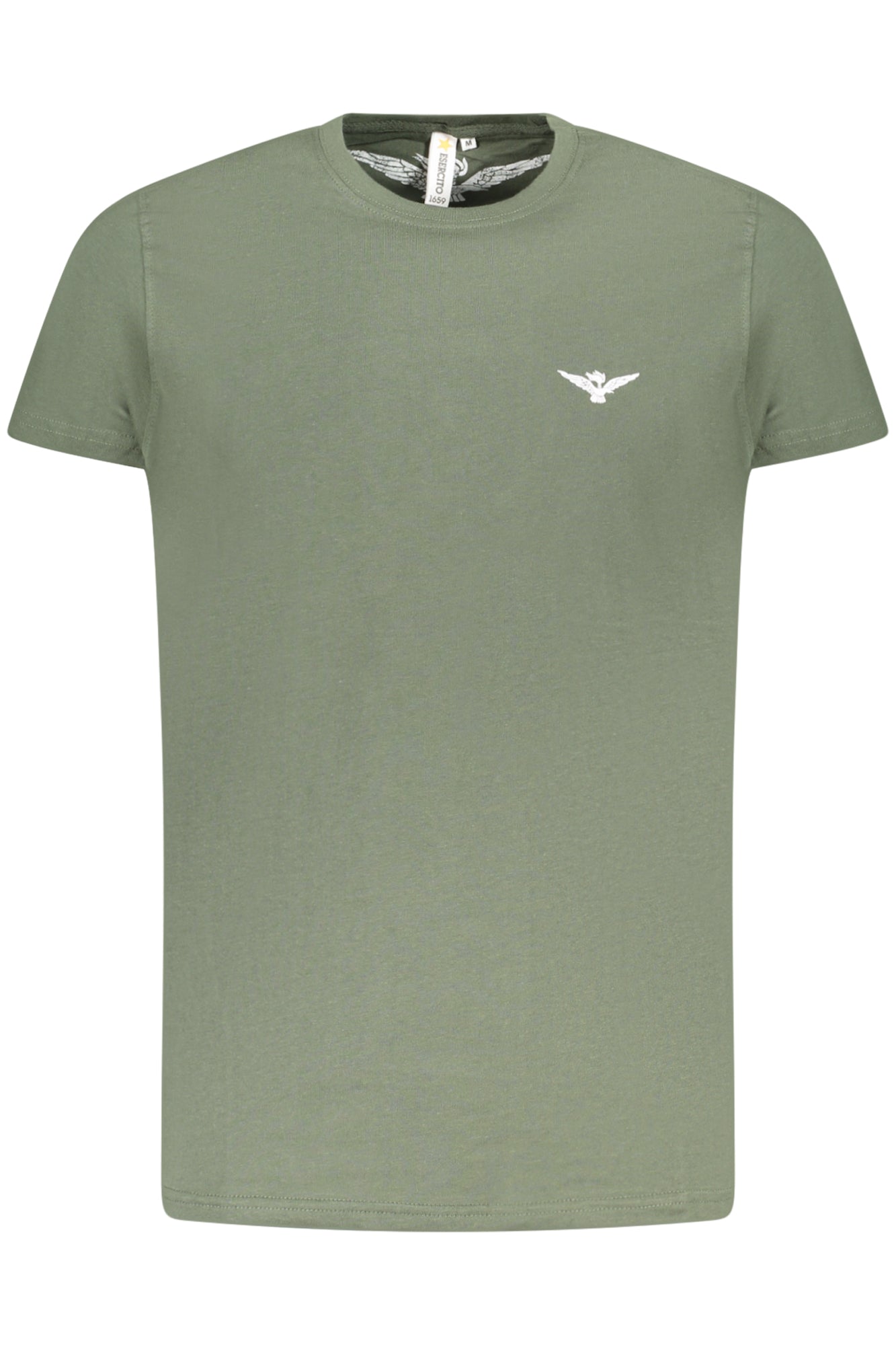 S5S639-5586_VE058 – Herren Kurzarm T-Shirt Grün mit Adler-Druck und Rundhalsausschnitt – Größe: S, M, L, XL, 2XL, 3XL – Farbe: Verde