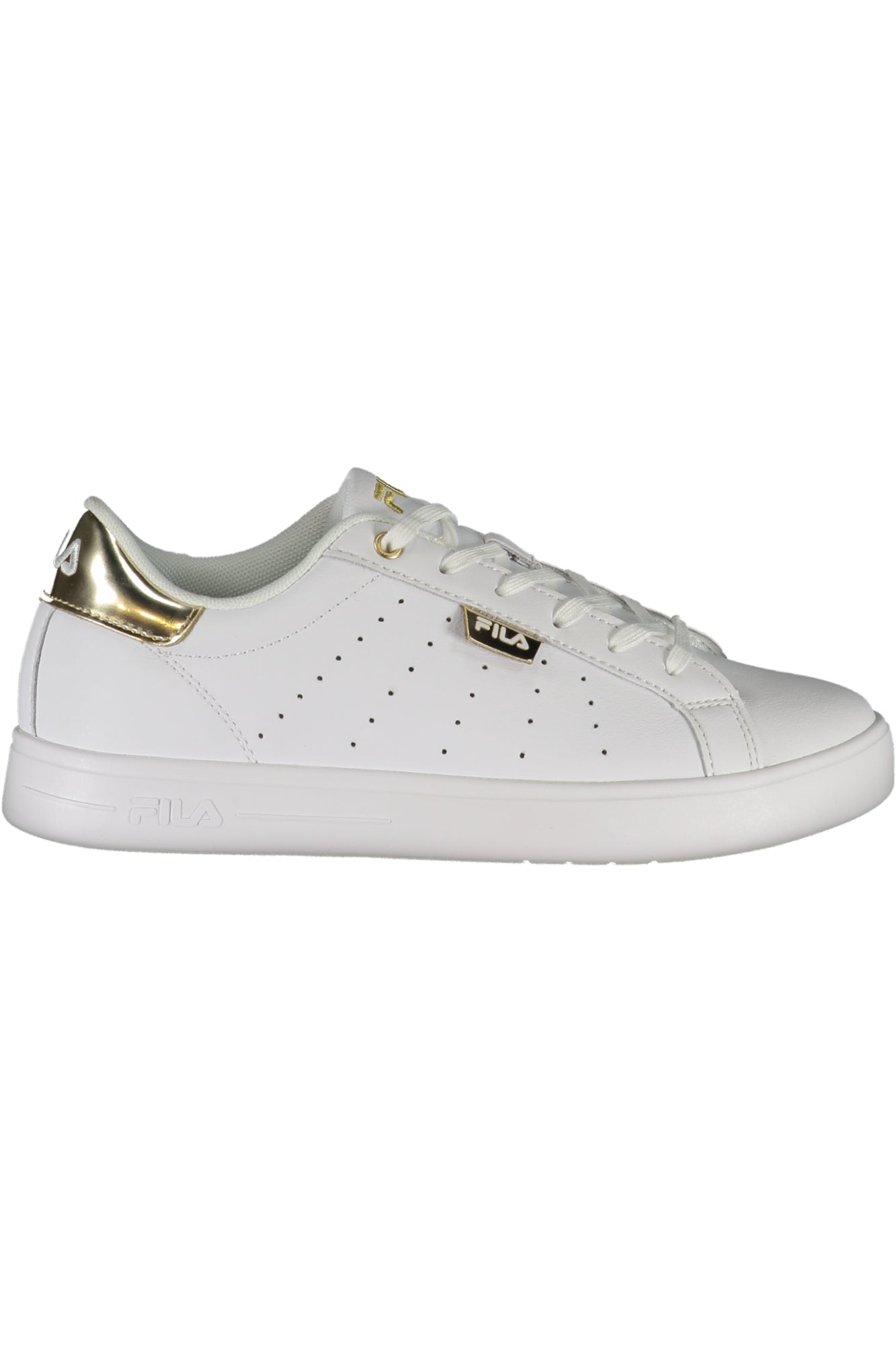 FFW0286FILALUSSO_BI13286 – Eleganter Damensneaker in Weiß mit goldenen Akzenten und Logo. – Größe: 36, 37, 38, 39, 40, 41 – Farbe: Bianco