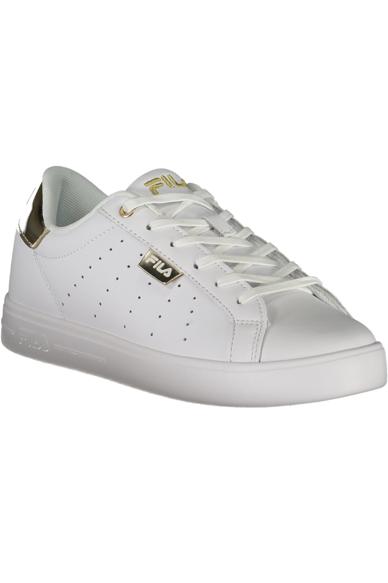 FFW0286FILALUSSO_BI13286 – Eleganter Damensneaker in Weiß mit goldenen Akzenten und Logo. – Größe: 36, 37, 38, 39, 40, 41 – Farbe: Bianco