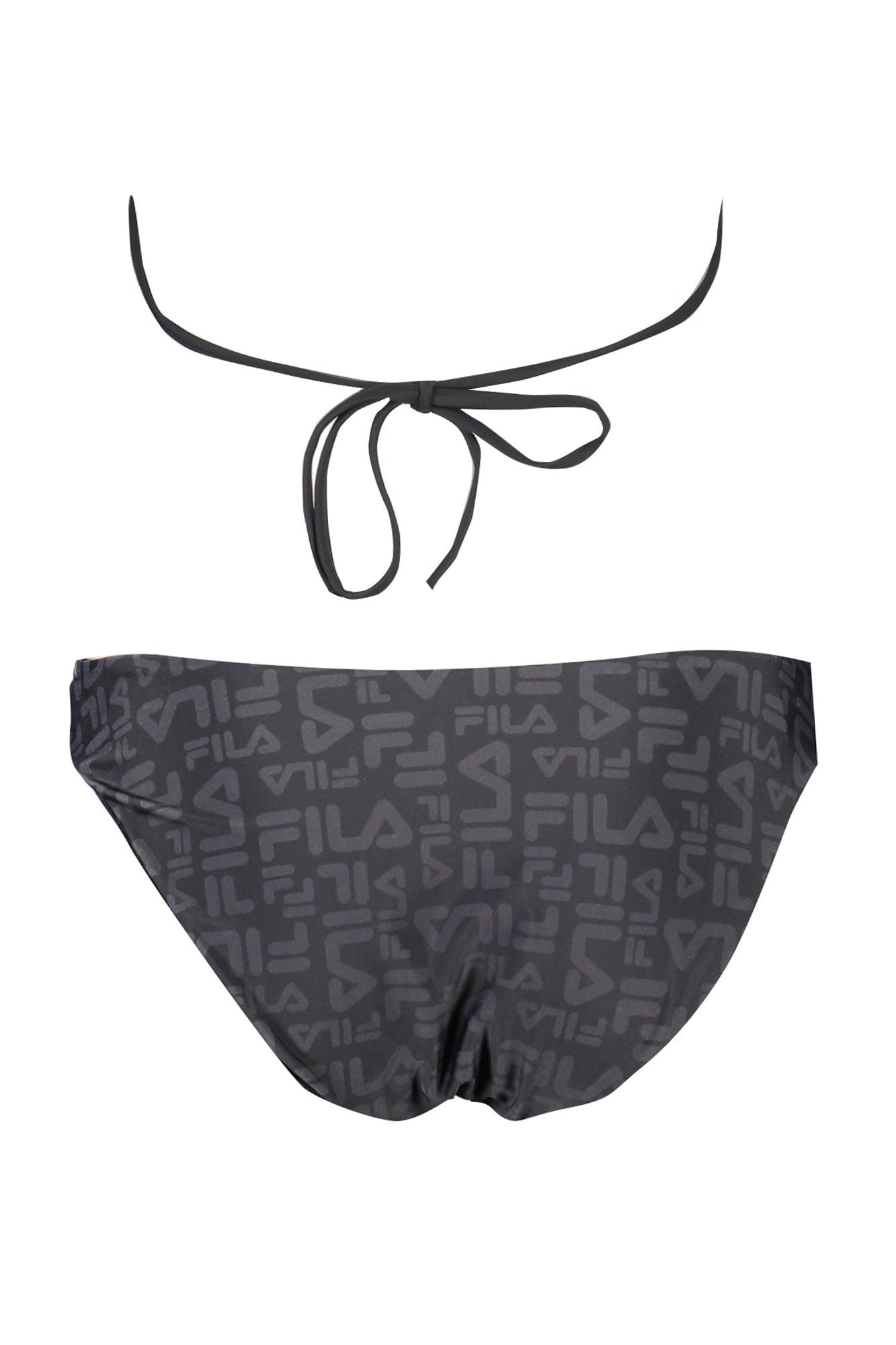 FAW0732_NE83382 – Eleganter Damen Bikini: Schwarz, V-Ausschnitt, Halterneck, Kontrastdetails – Größe: XS, S, M – Farbe: Nero