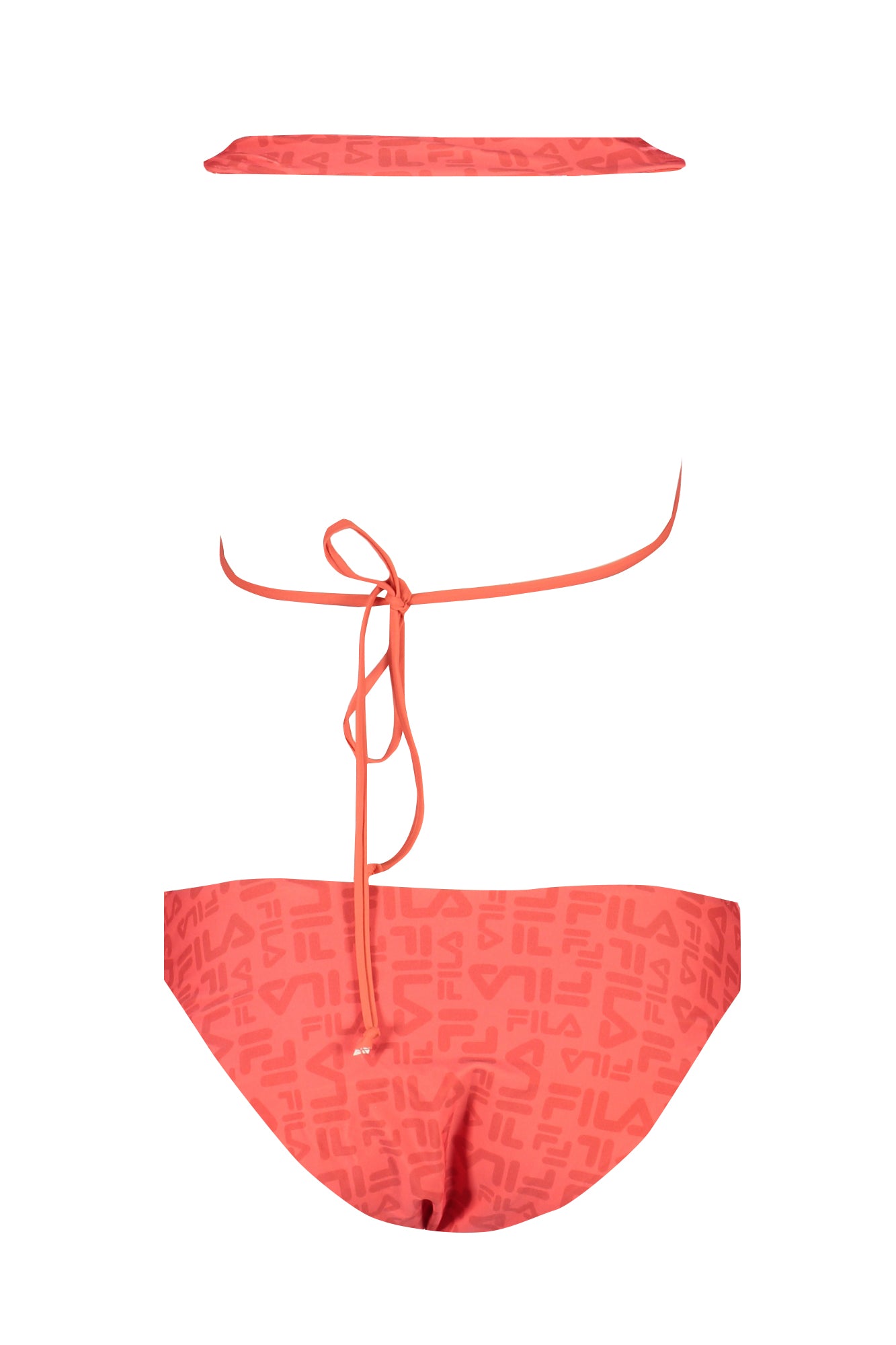 FAW0732_RO33078 – Rotes Damen-Bikini-Kostüm mit V-Ausschnitt, Print und Kontrastdetails – Größe: XS, S, M, L – Farbe: Rosso