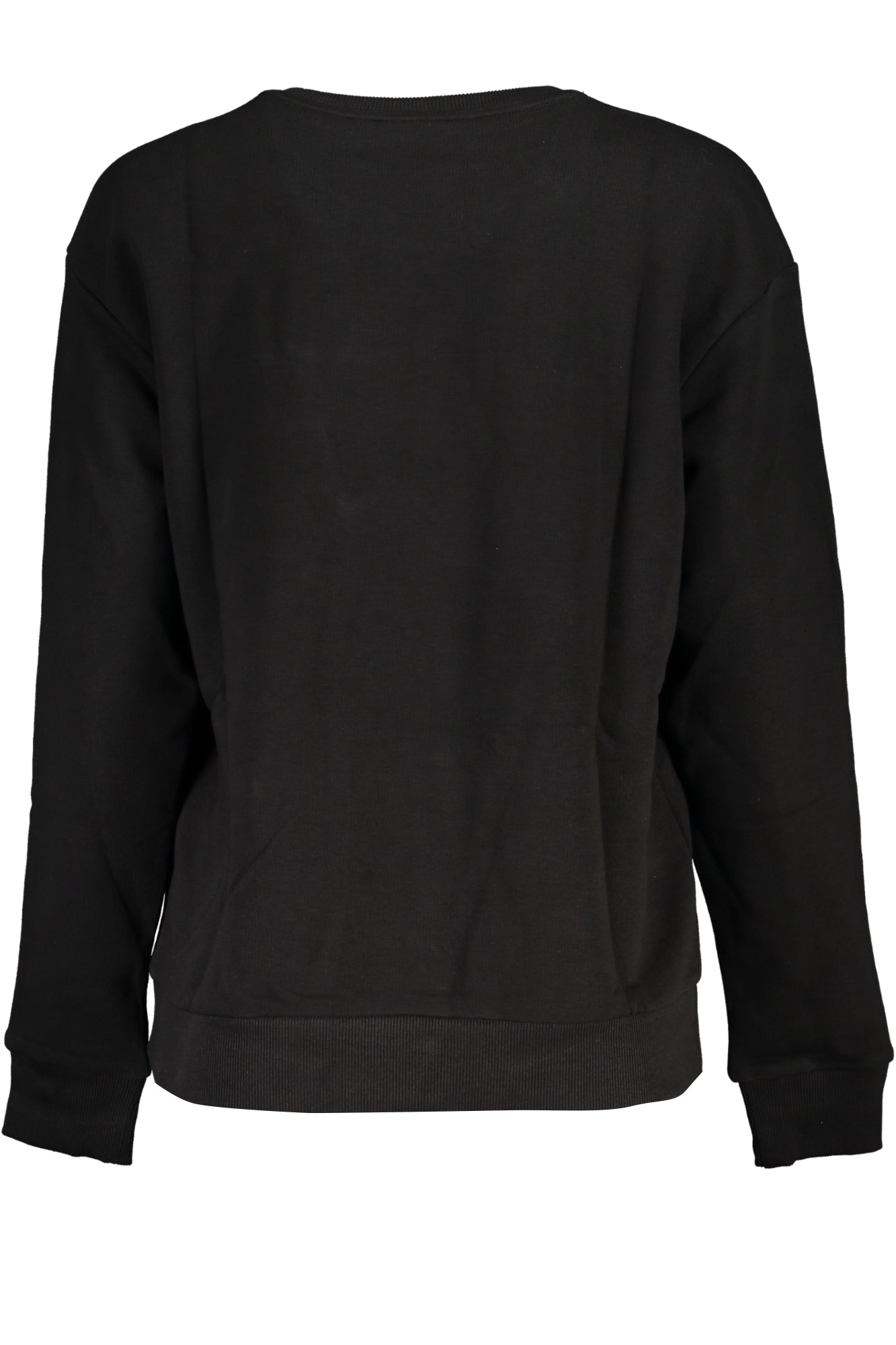 FAW0584_NE80010 – Damen Langarm-Sweatshirt aus Bio-Baumwolle - Schwarz, Stickerei-Detail – Größe: XS, S, M, L – Farbe: Nero