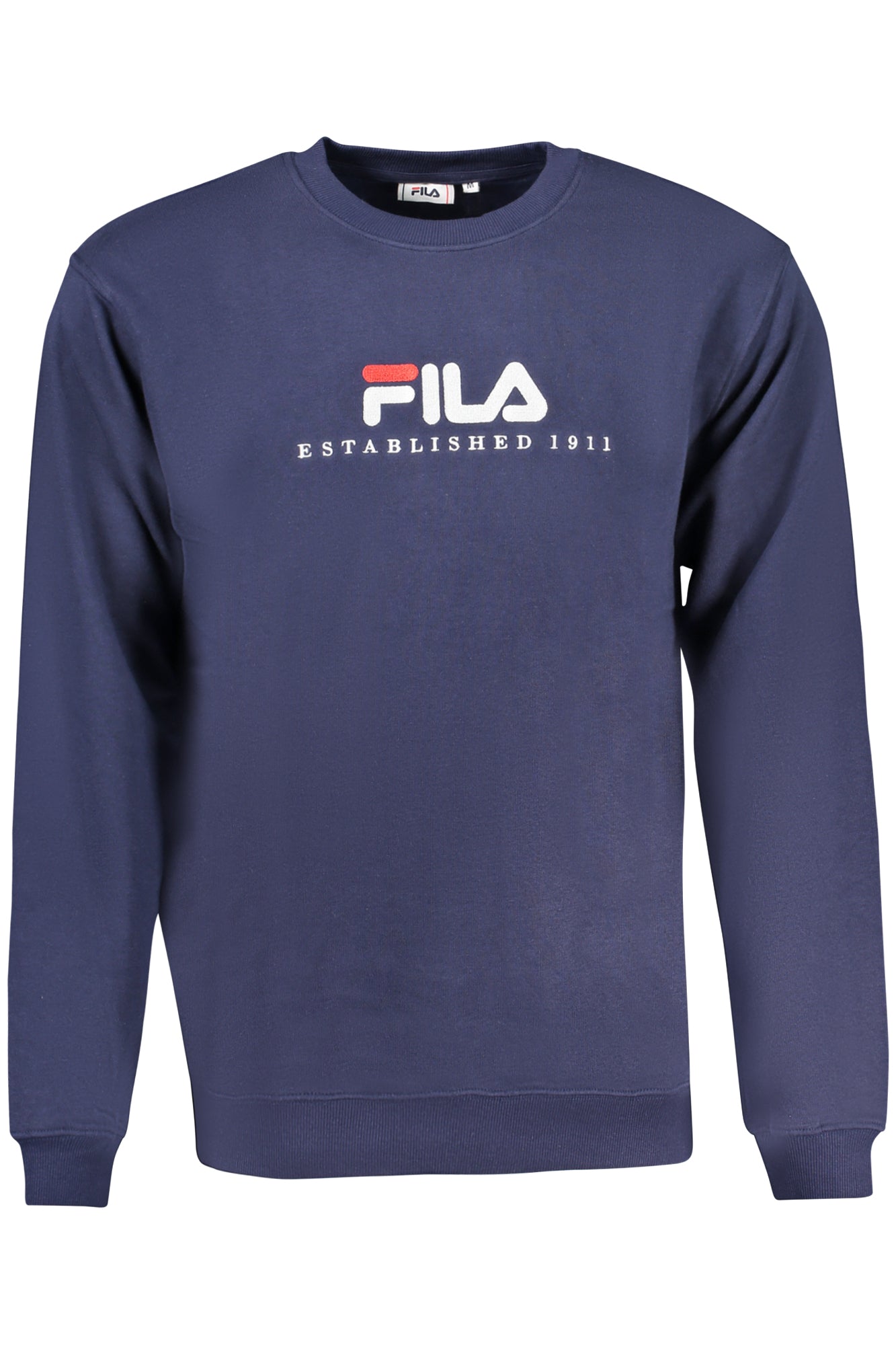 FAU0144_BL50004 – Blaues Herren Langarm-Sweatshirt mit Rundhals und gesticktem Logo – Größe: S, M, L, XL, 2XL – Farbe: Blu