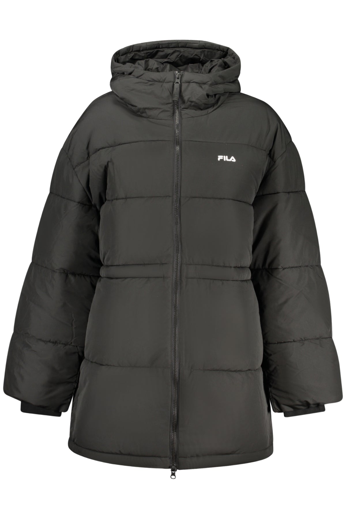FAW1213_NE80010 – Damen Langer Schwarzer Mantel mit Kapuze - Wasser- und Windabweisend – Größe: XS, S, M, L, XL – Farbe: Nero