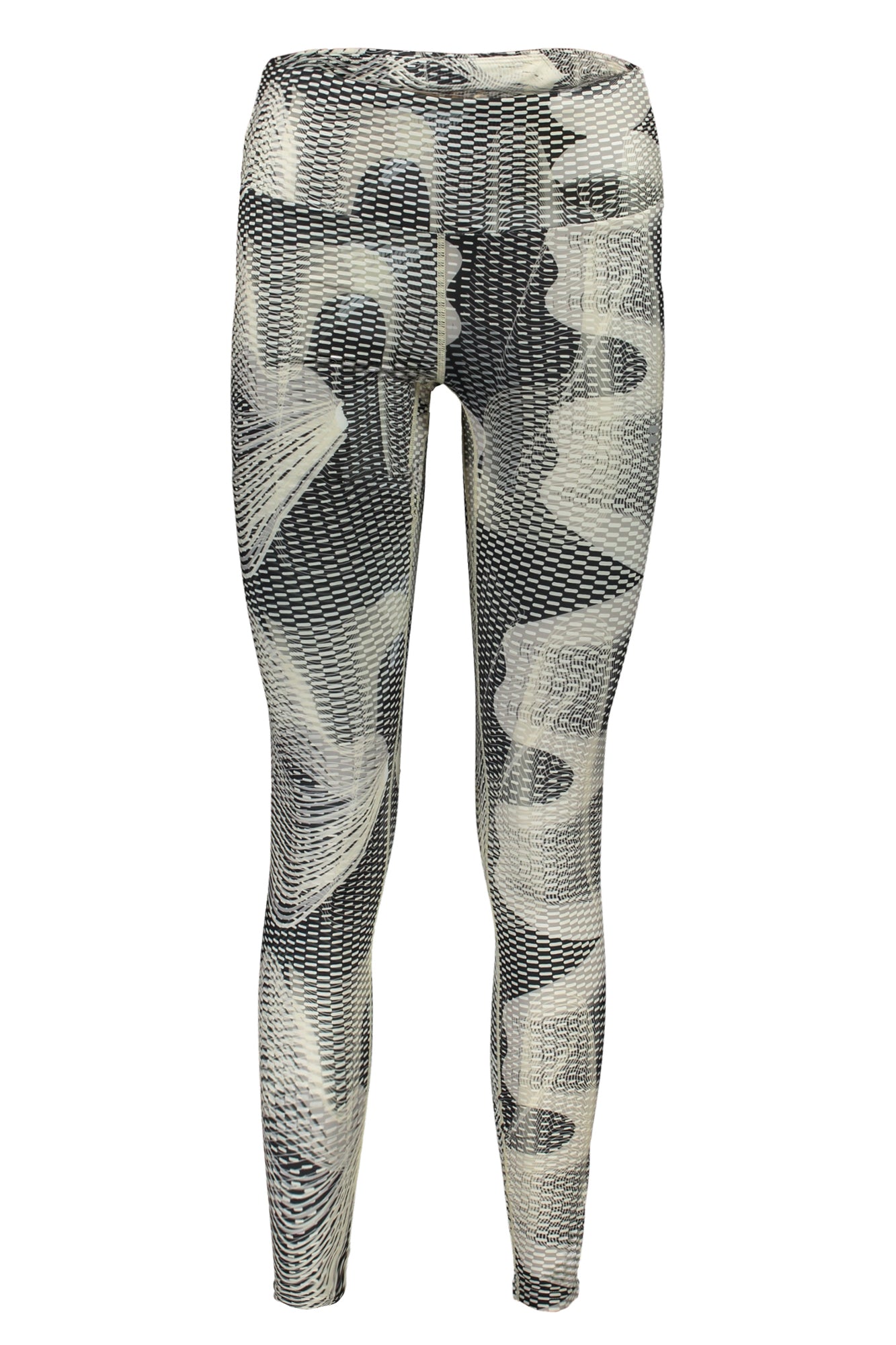 FAW0721_NE83366 – Stylische Damen Leggings: Schwarz, Allover-Print, Reflektierend – Größe: XS, S, M – Farbe: Nero