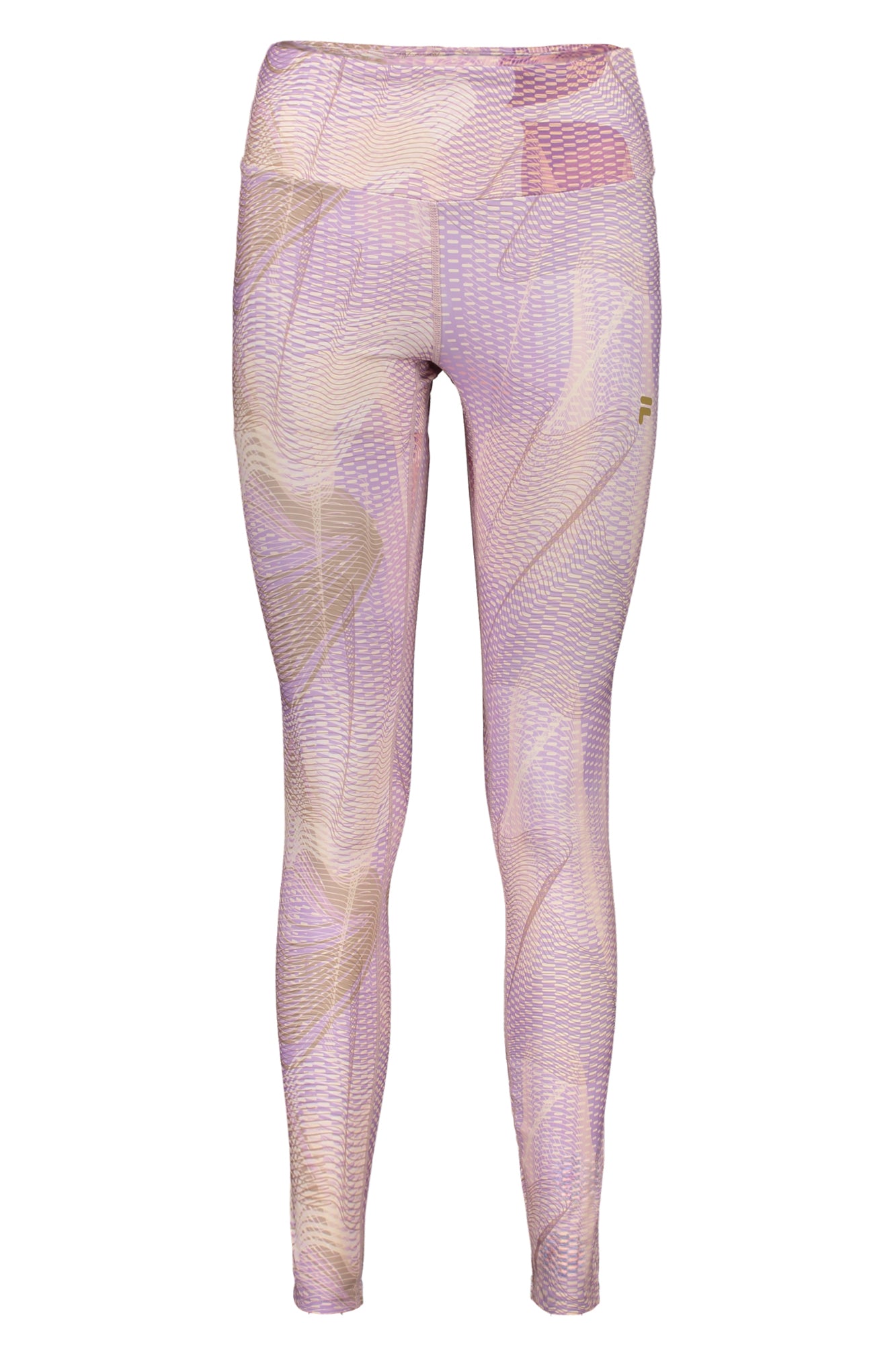 FAW0721_VI43155 – Damen Leggings Lila mit Muster, Elastischer Bund, Reflektierend – Größe: XS, S, M – Farbe: Viola
