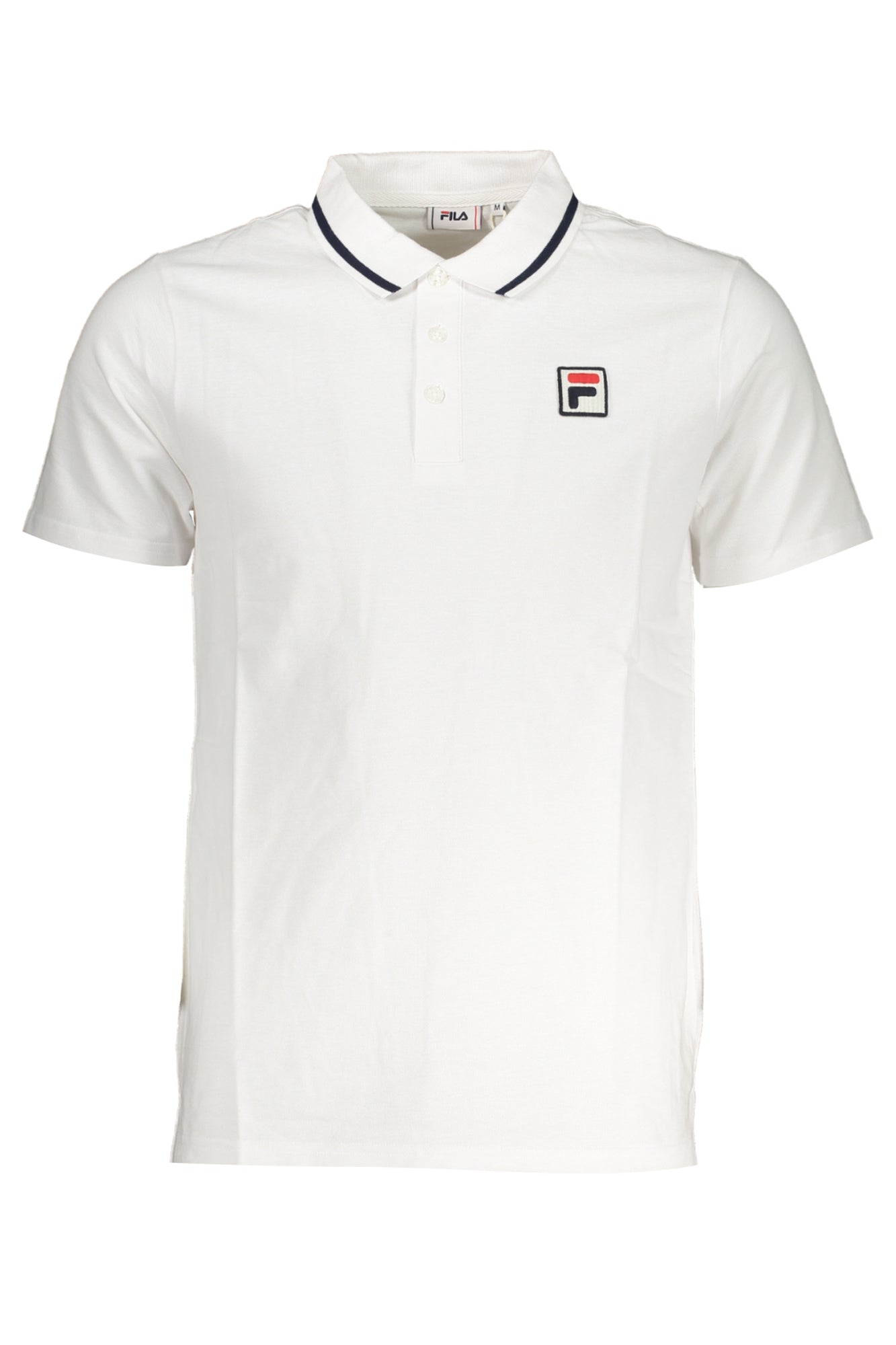 FAM0613_BI10001 – Weißes Herren Poloshirt mit Kontrastdetails und Logoapplikation – Größe: S, M, L, XL, 2XL – Farbe: Bianco