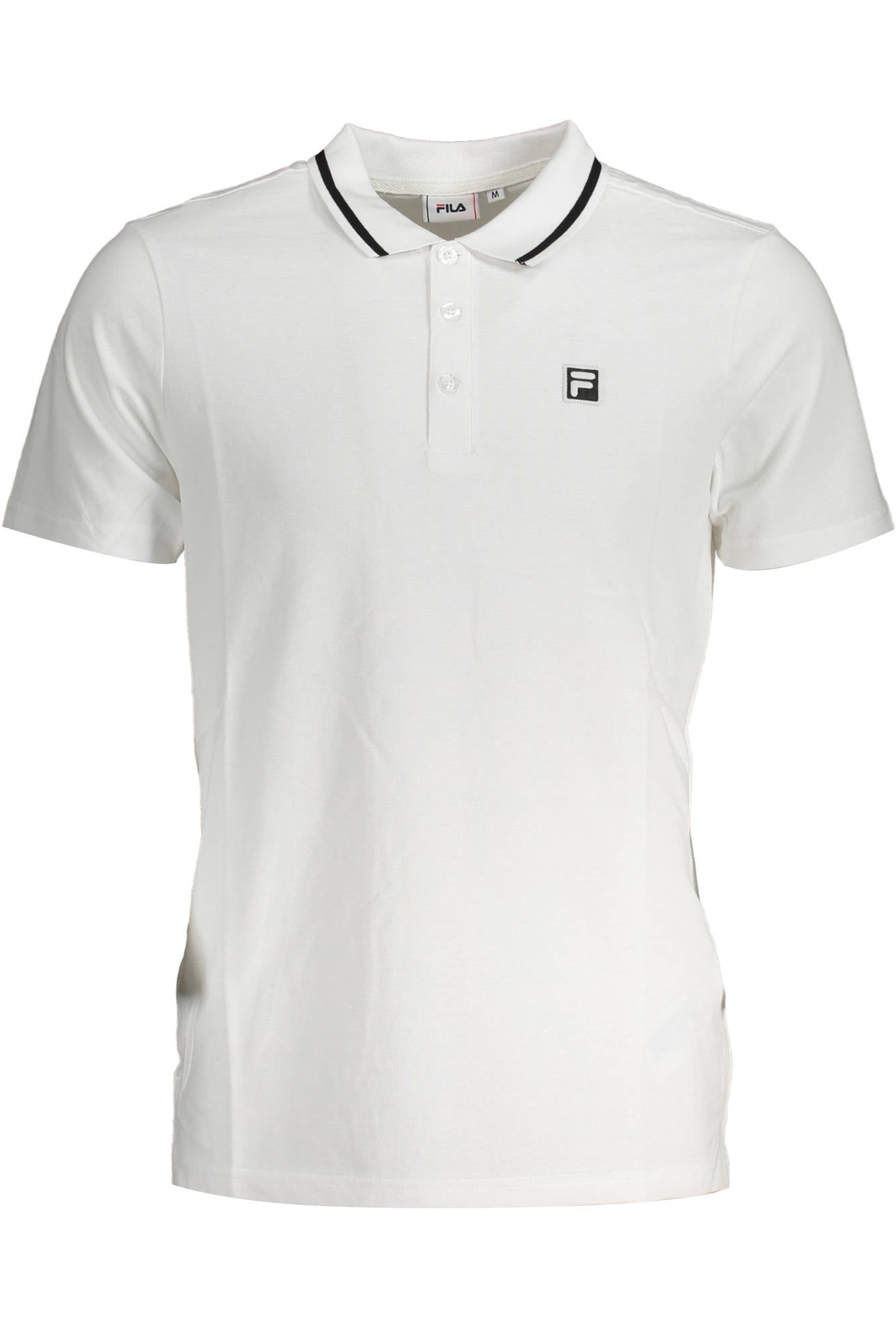FAM0319_BIANCO_10001 – Herren Kurzarm-Polo in Weiß mit Kontrastdetails und Applikation – Größe: S – Farbe: Bianco