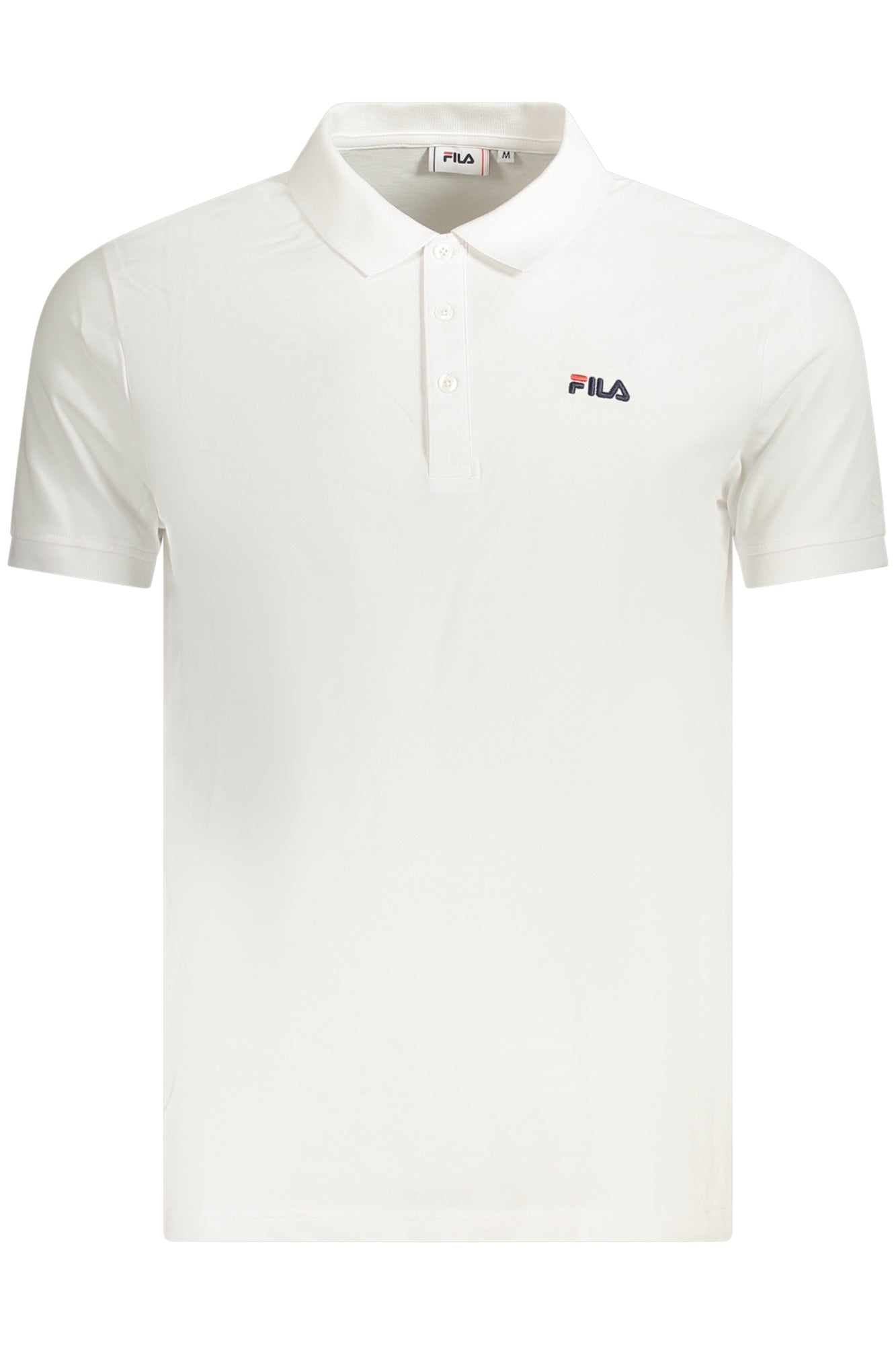 FAM0717_BI10001 – Weißes Herren Polohemd mit Stickerei – Kurzarm, 3 Knöpfe, elegant – Größe: S, M, L, XL, 2XL – Farbe: Bianco