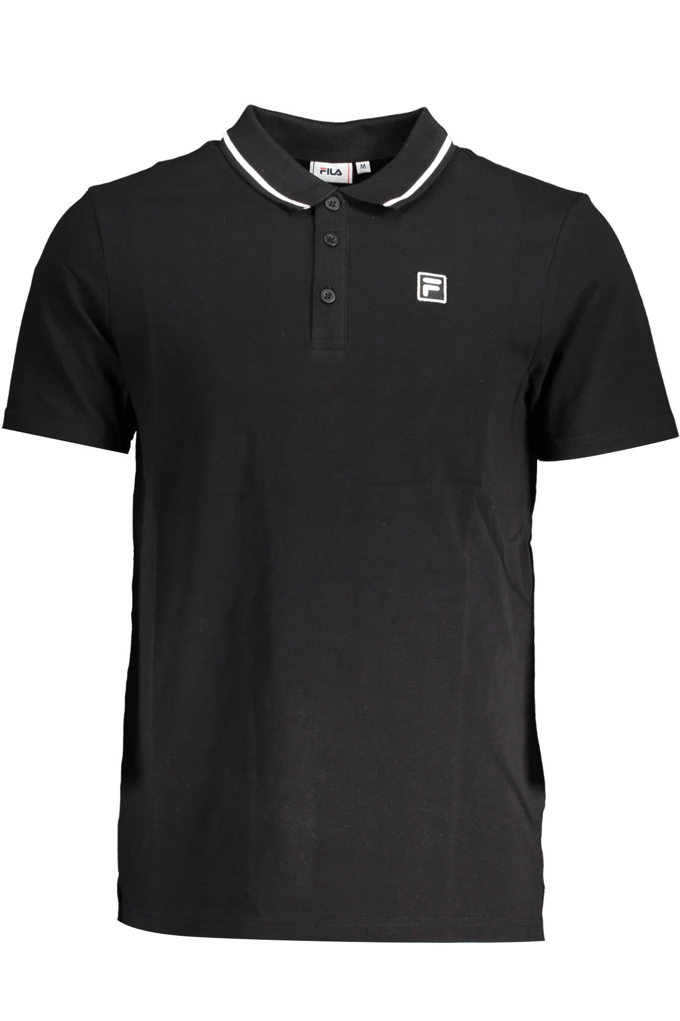 FAM0319_15CB35F_NERO80010 – Schwarzes Herren Kurzarm-Poloshirt mit Kontrastdetails und Logo – Größe: XS – Farbe: Nero