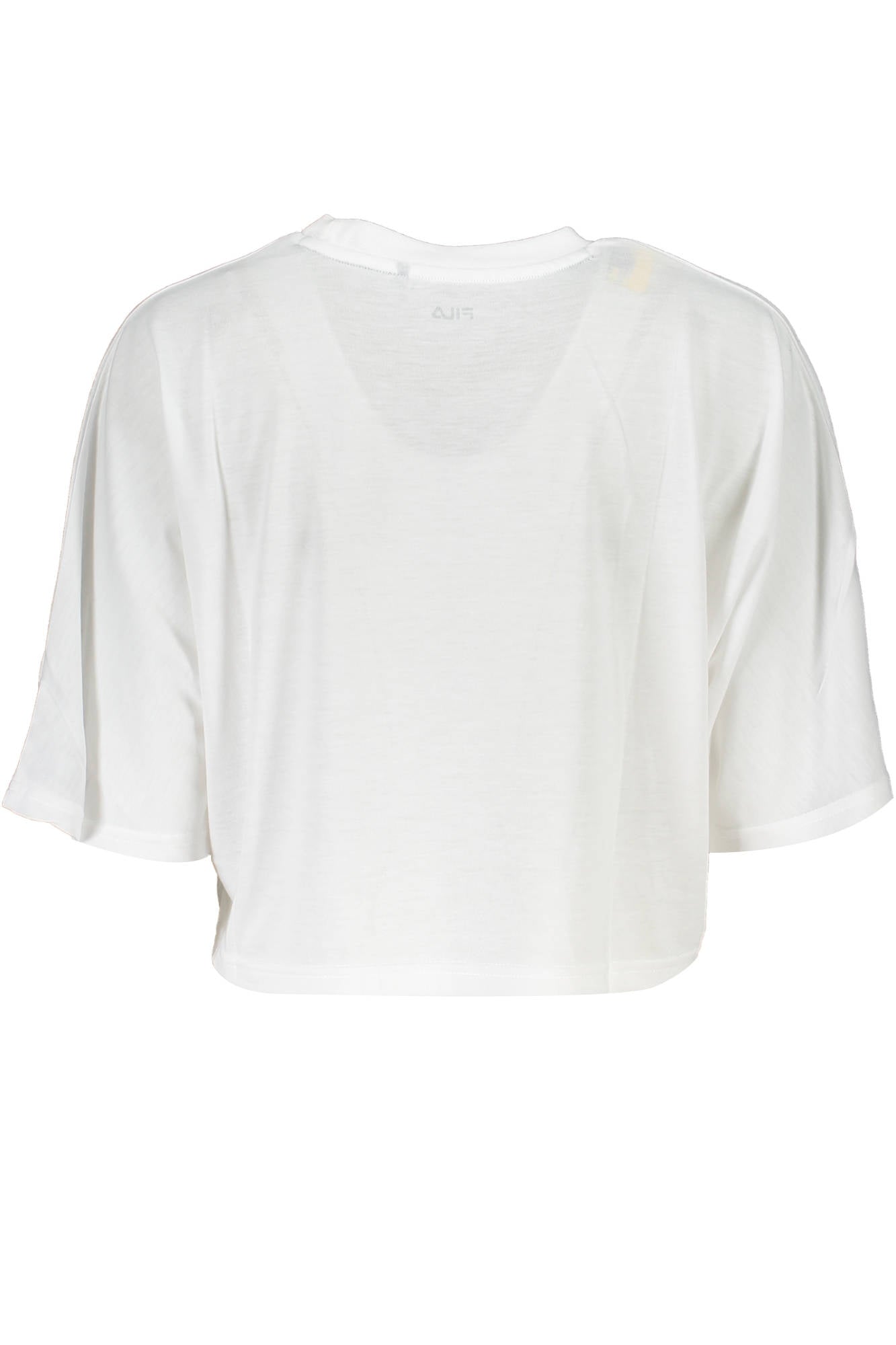FAW0048_BIANCO_10001 – Weißes Damen Kurzarm T-Shirt mit Druck und weitem Ausschnitt – Größe: XS, M, L – Farbe: Bianco