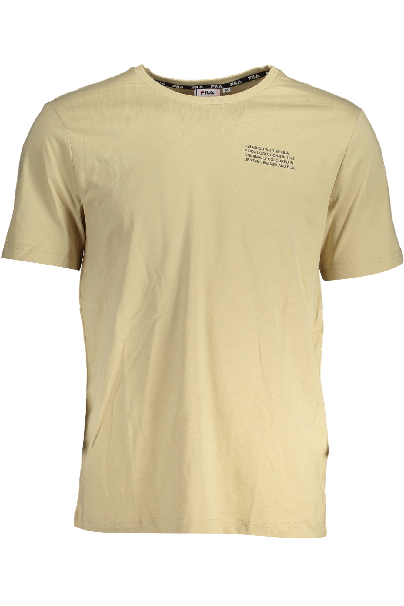 FAM0348_BEIGE_70015 – Kurzarm Herren T-Shirt Beige mit Rundhalsausschnitt und Logo-Druck – Größe: S, XL, 2XL – Farbe: Beige