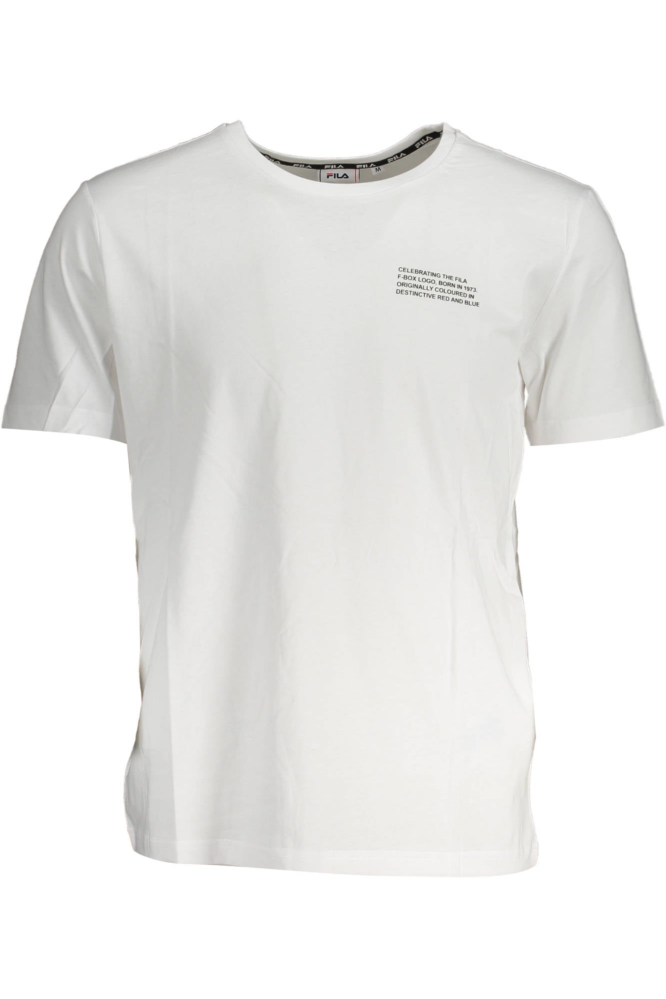 FAM0348_BIANCO_10001 – Weißes Herren T-Shirt mit Rundhalsausschnitt und modernem Druck. – Größe: S, M – Farbe: Bianco