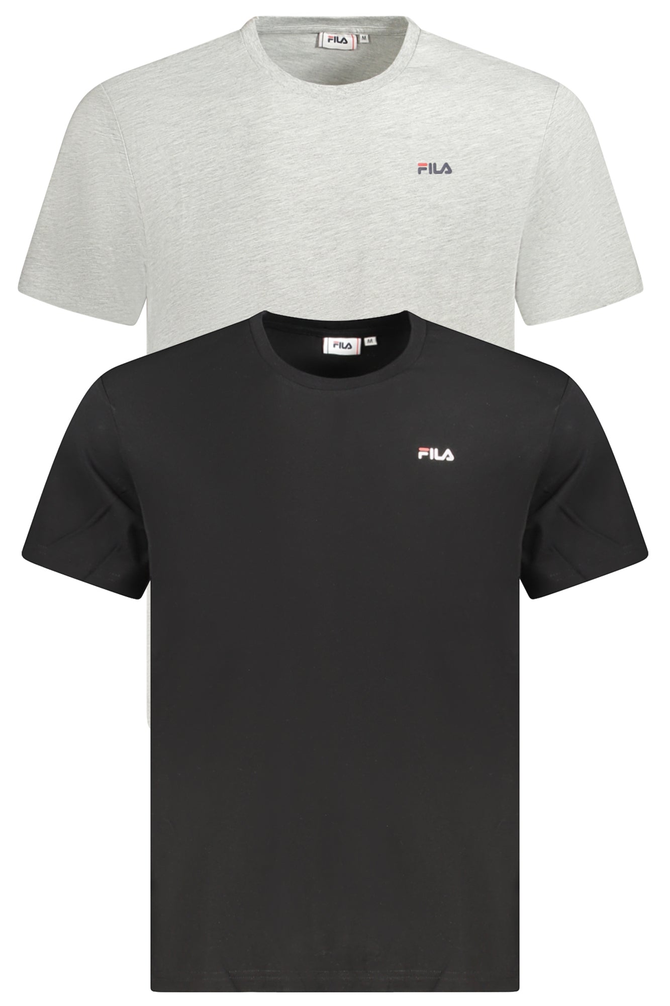 FAM0083_NE83227 – Doppelpack Herren T-Shirts in Schwarz/Grau – Bio-Baumwolle & Logo – Größe: S, M, L, XL, 2XL, 3XL – Farbe: Nero