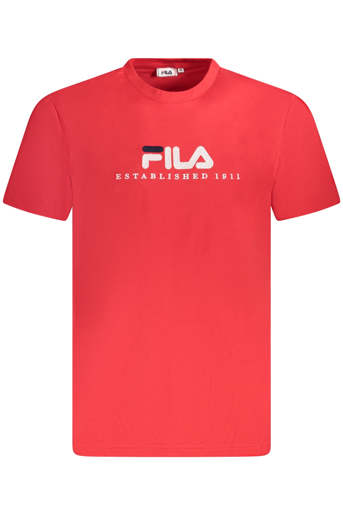FAU0200_RO30002 – Bio-Baumwolle Unisex T-Shirt Rot: Kurzarm mit Stickerei-Logo – Größe: S, M, L, XL, 2XL, 3XL – Farbe: Rosso