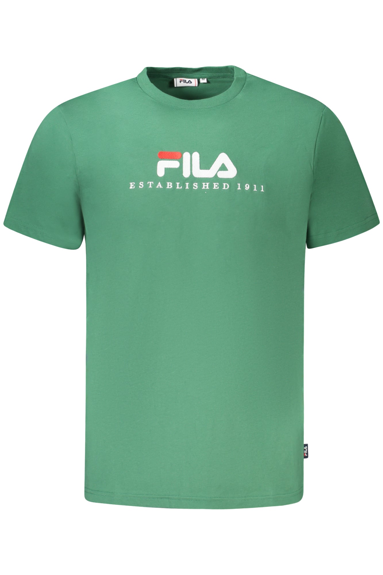 FAU0200_VE60084 – Grünes Bio-Baumwoll Kurzarm-T-Shirt mit Rundhals und Stickerei – Größe: S, M, L, XL, 2XL, 3XL – Farbe: Verde