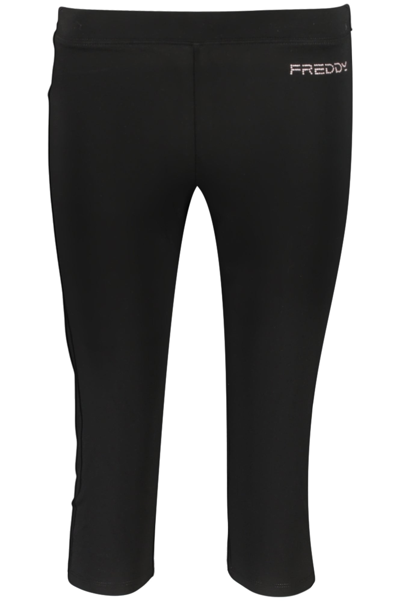S26WCRP11_NEN- – Kurze schwarze Leggings für Damen mit elastischem Bund und Applikation – Größe: XS, S, M, L, XL – Farbe: Nero
