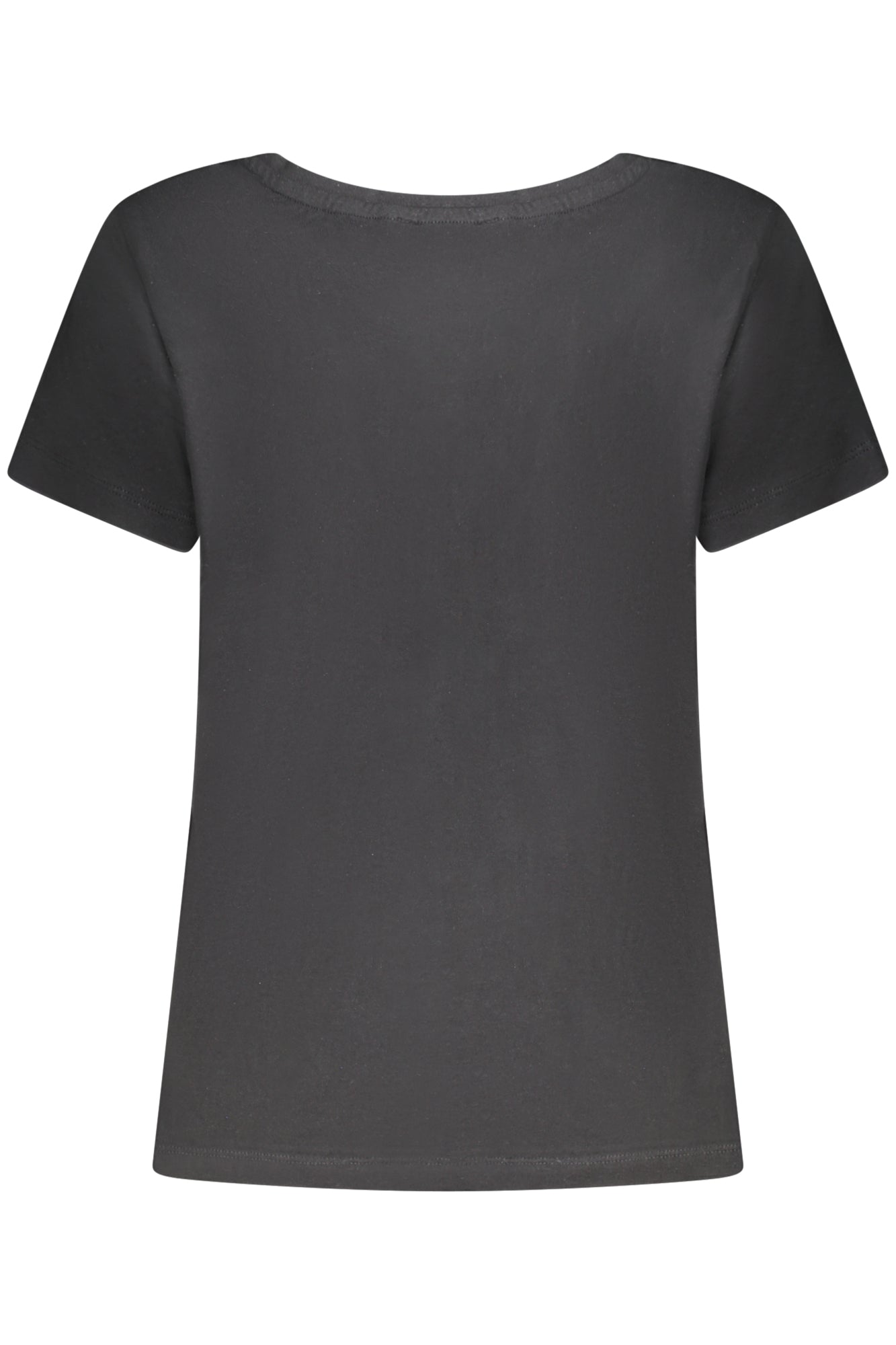F25WCRT1_NEN – Damen Schwarz T-Shirt mit Weitem Ausschnitt & Strassapplikation – Größe: XS, S, M, L – Farbe: Nero