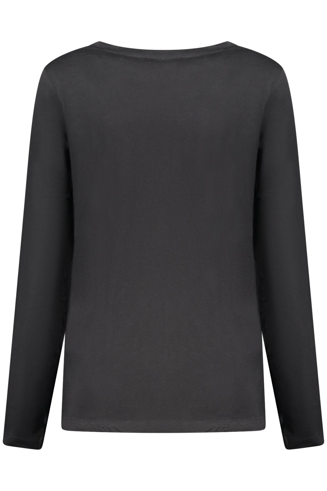 F25WCRT4_NEN – Schwarzes Damen Langarmshirt: Weiter Ausschnitt & stylischer Druck – Größe: S, M, L – Farbe: Nero