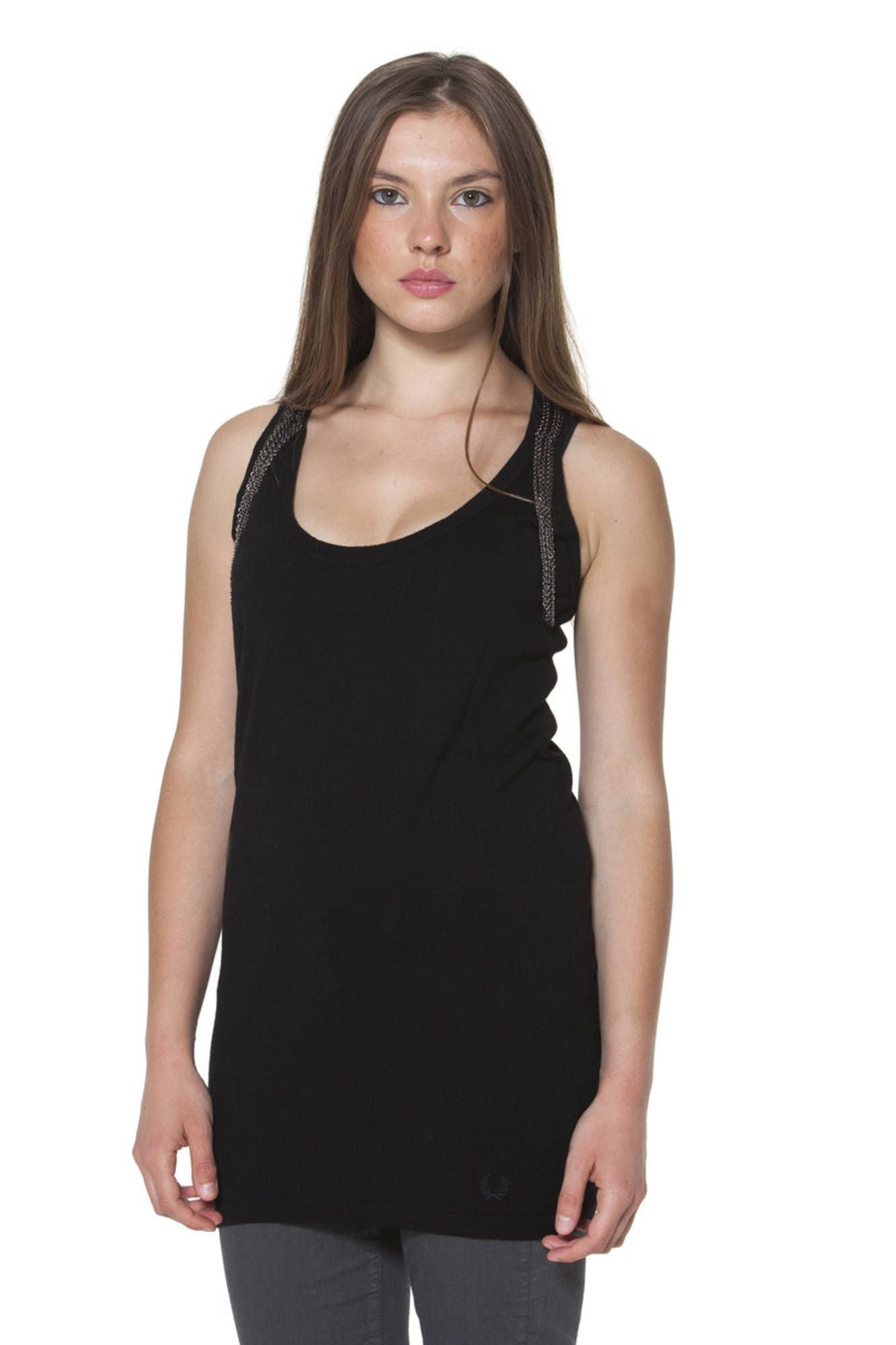 31342024_NERO_9102 – Stylisches Damen-Tanktop in Schwarz mit schmalen Trägern & Rundhals – Größe: S, L – Farbe: Nero