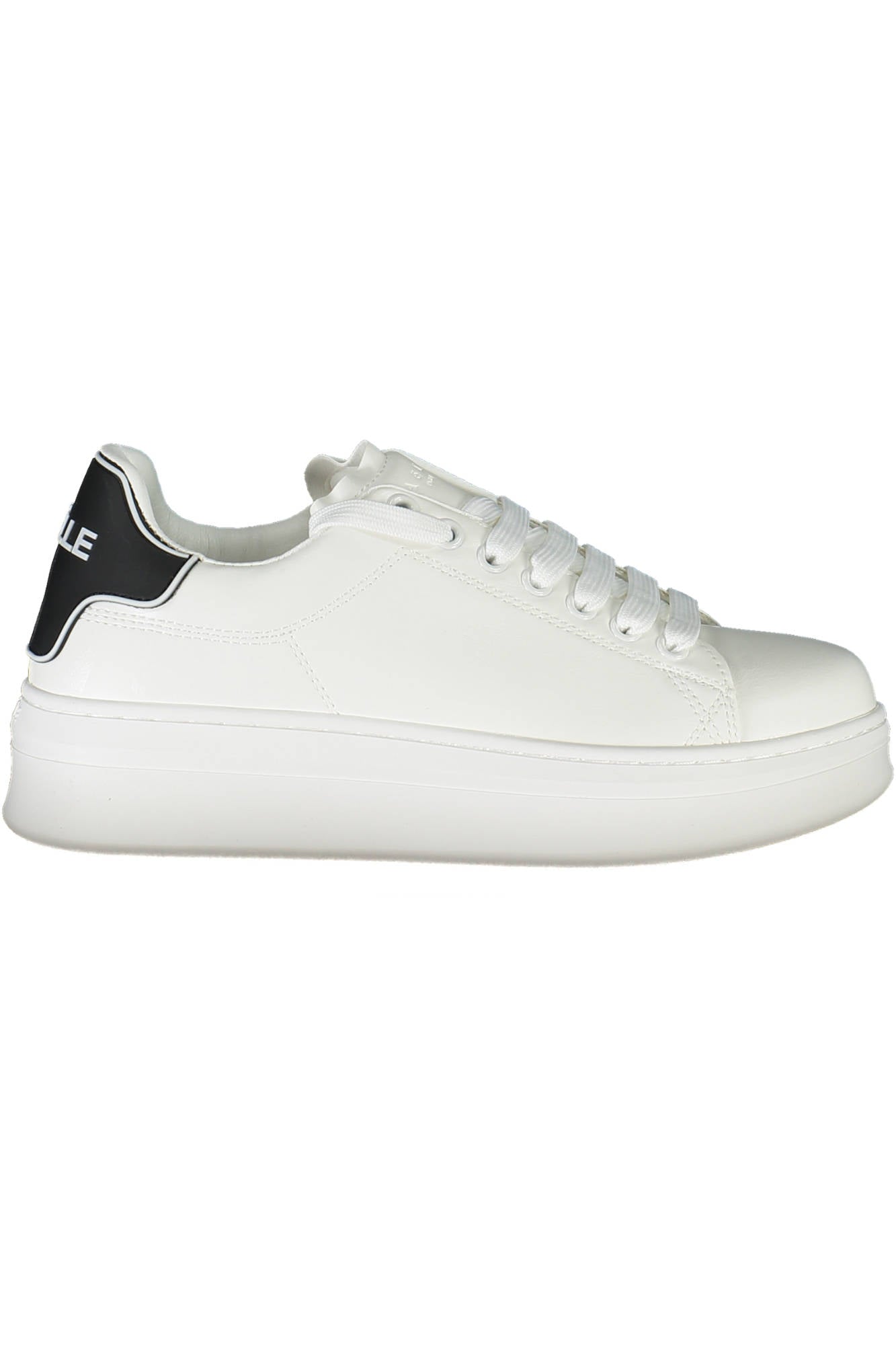GBCDP2950_BIANCO_BIANCO-NERO – Stylische weiße Damensneaker mit kontrastierenden Details & Logo – Größe: 35, 36, 37, 40, 41 – Farbe: Bianco
