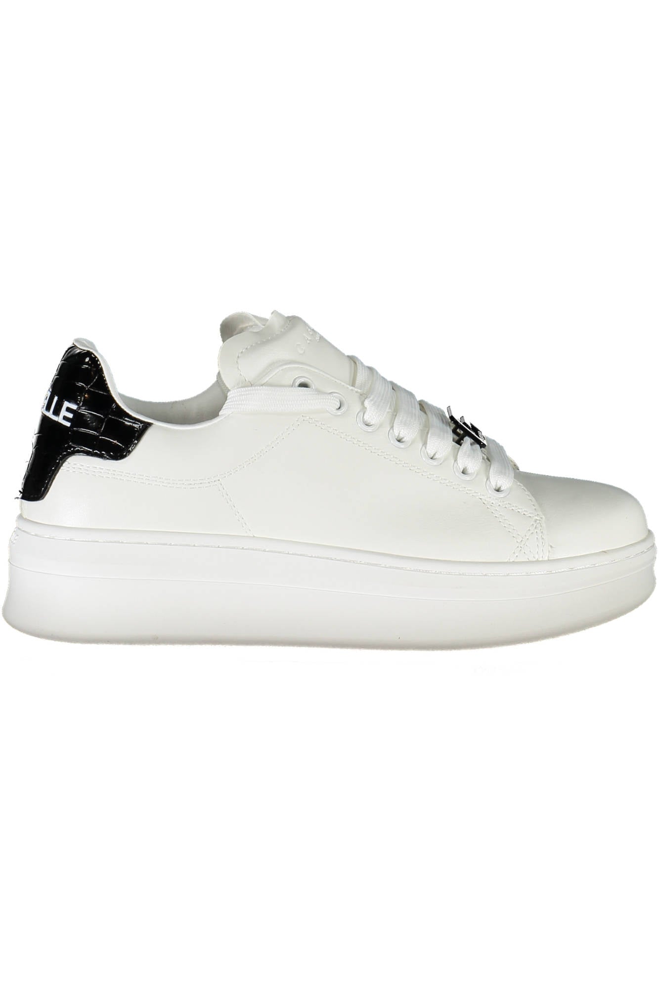 GBCDP2951_BIANCO_NERO – Weiße Damensneaker mit Kontrastdetails und Ersatzschnürsenkeln – Größe: 35, 36, 37, 38, 39, 40, 41 – Farbe: Bianco