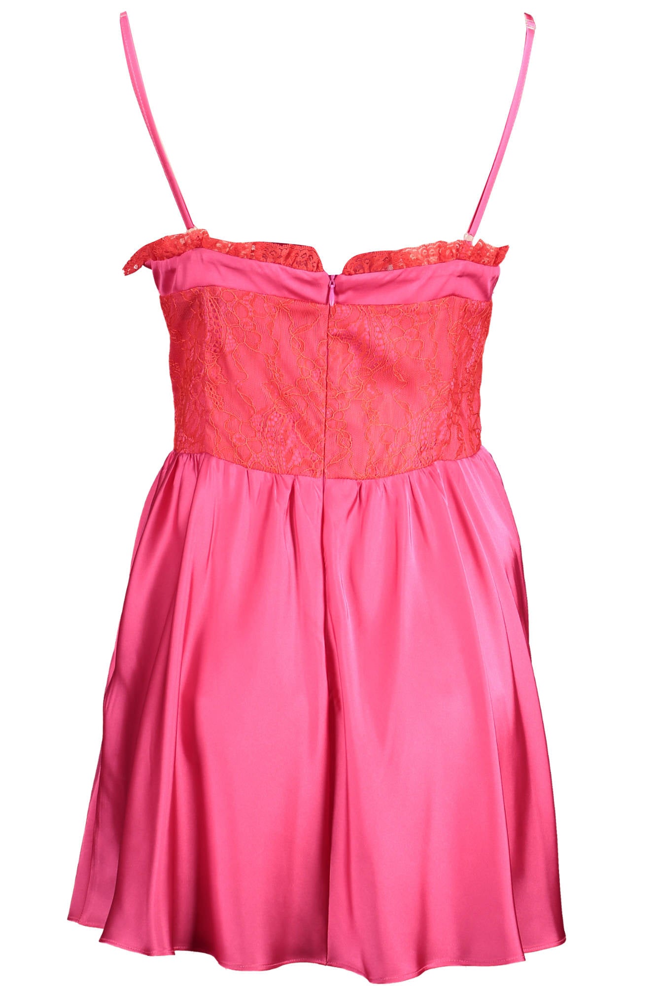 GBD11646FA_ROSA_FUCSIA – Rosa Damenkleid mit Spitze und V-Ausschnitt – Verstellbare Träger – Größe: 38, 40, 42, 44 – Farbe: Rosa