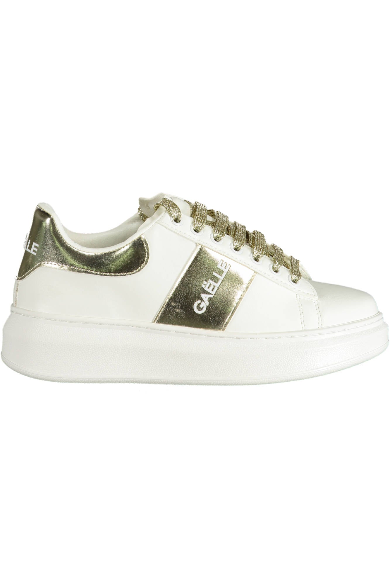 GBDC2505SSNK_BIANCO_GOLD – Weiße Damensneaker aus Öko-Leder mit Stil und 4 cm Erhöhung – Größe: 39 – Farbe: Bianco