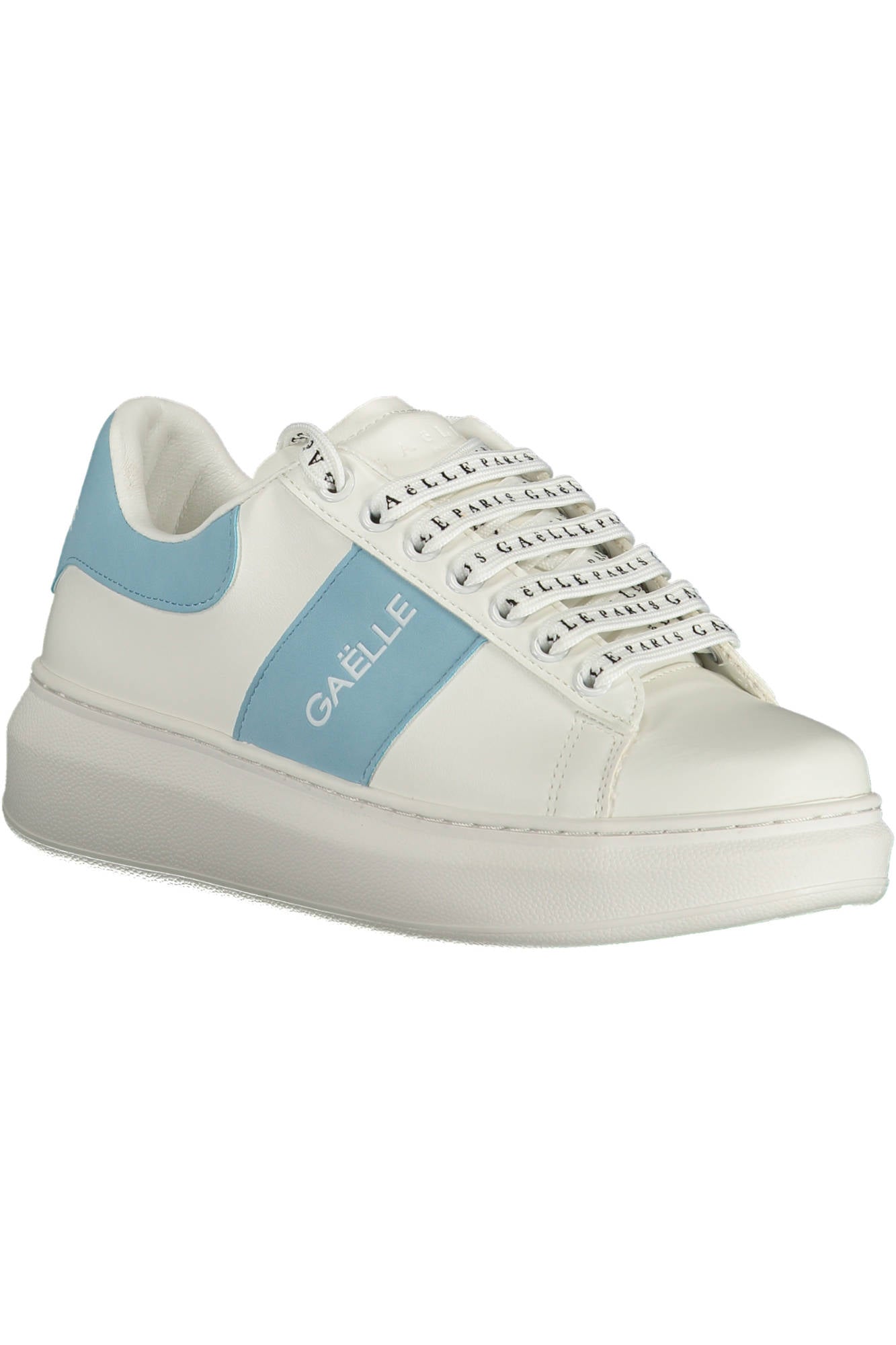 GBDC2505SSNK_BIANCO_CELESTE – Stylische weiße Damensneaker aus Öko-Leder mit Kontrastdetails – Größe: 37, 38, 39 – Farbe: Bianco