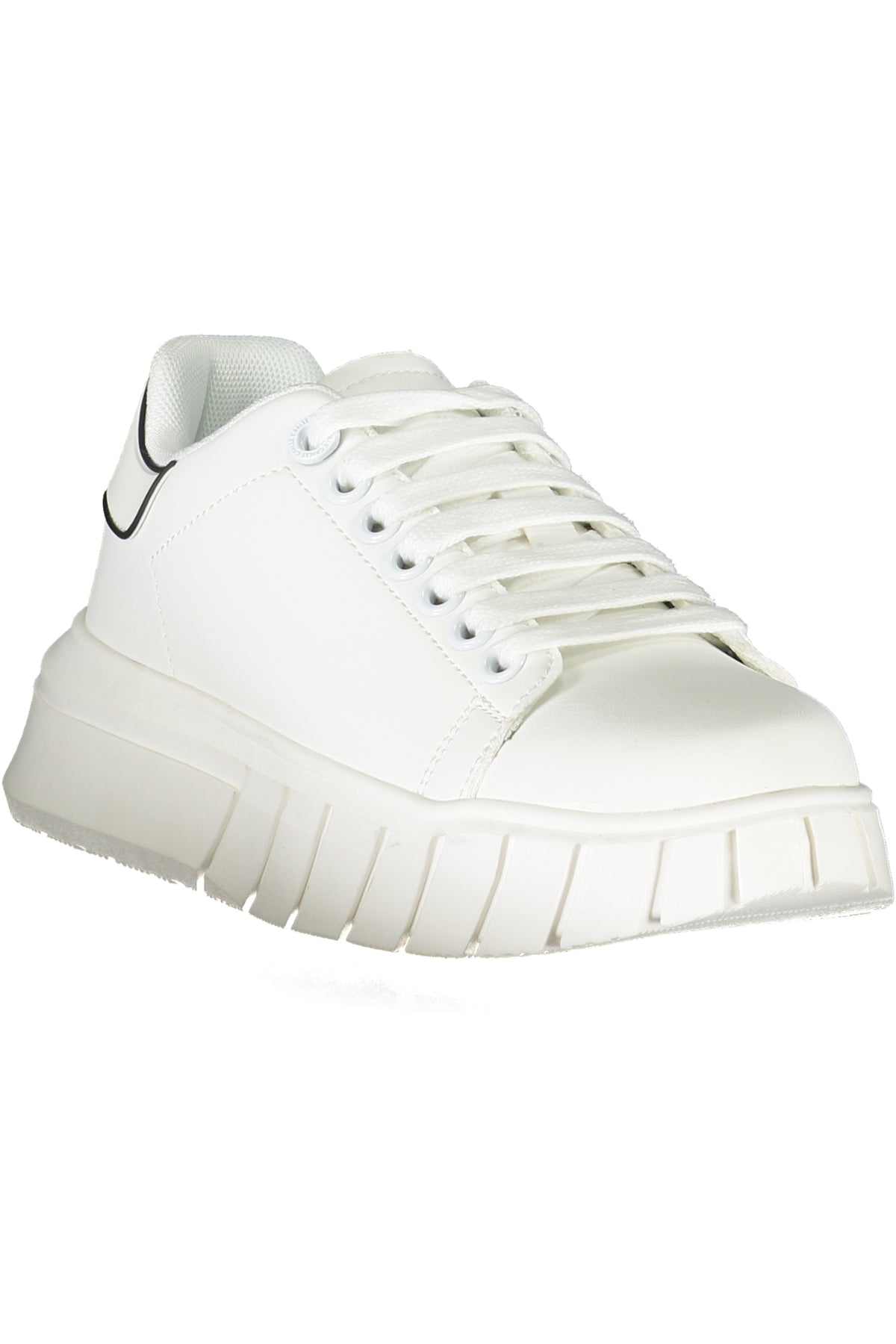 GBCDP3086_BIBIANCO – Elegante Damensneaker mit Schnürsenkeln & kontrastierenden Details – Größe: 35, 36, 37, 38, 39, 40, 41 – Farbe: Bianco