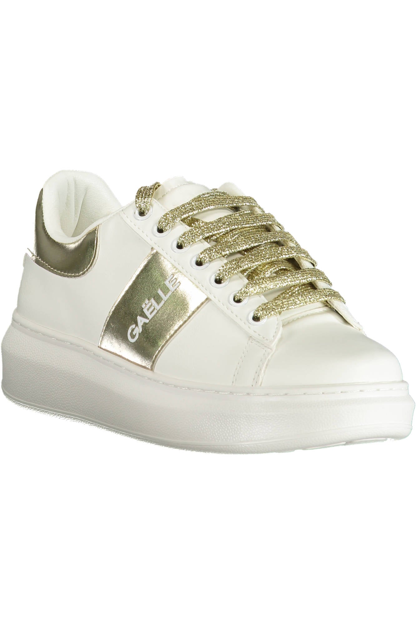 GBDC2505SSNK_BIANCO_GOLD – Weiße Damensneaker aus Öko-Leder mit Stil und 4 cm Erhöhung – Größe: 39 – Farbe: Bianco