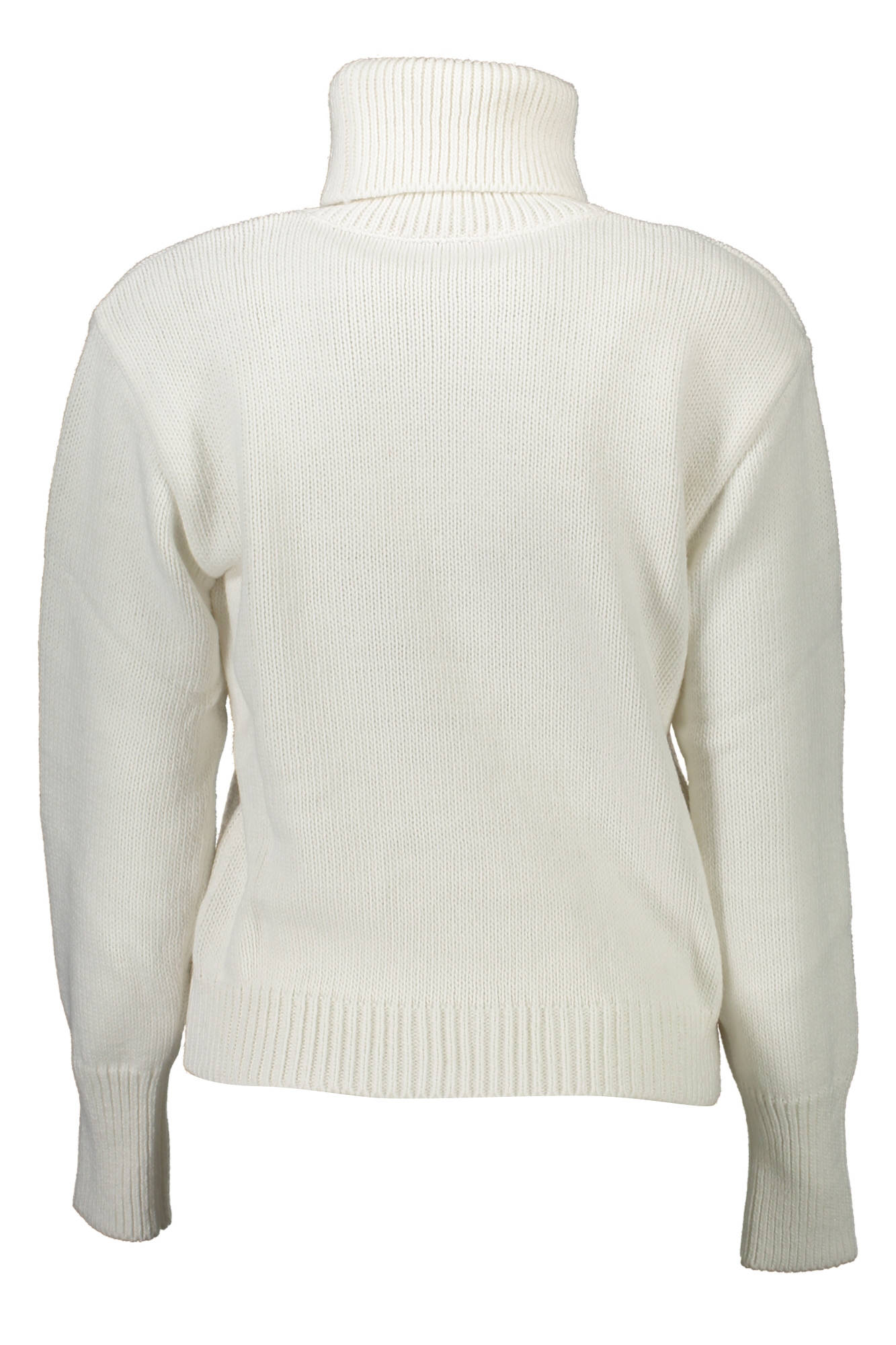 GBD10328_BIANCO_BIANCO – Eleganter Damenpullover in Weiß mit Rollkragen und Stickerei-Details – Größe: XS – Farbe: Bianco