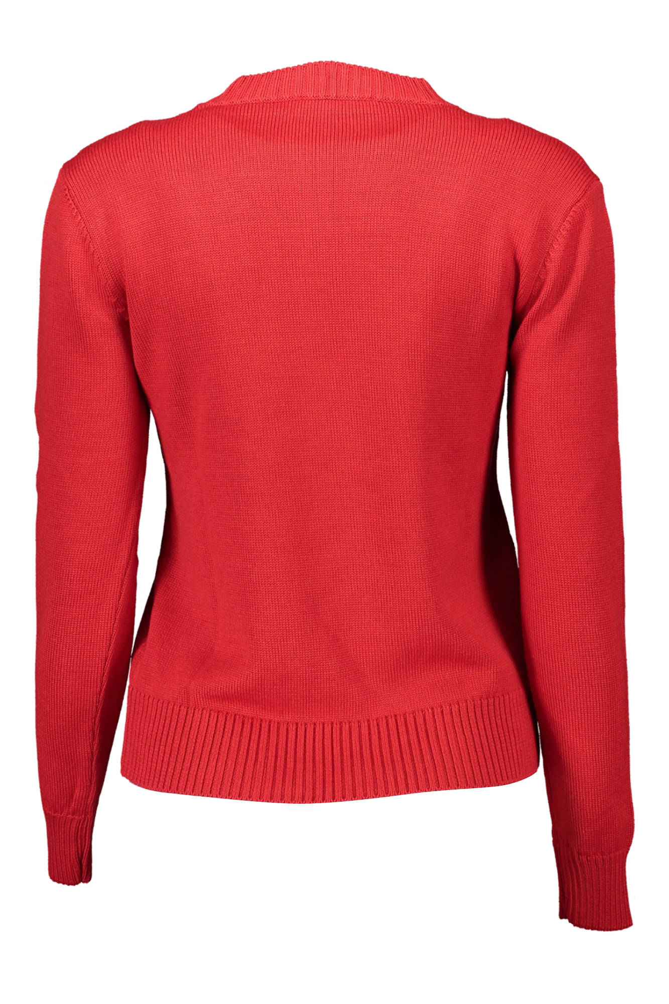 GBD9800_ROSSO_ROSSO – Damenpullover Rot mit Kontrastdetails und Rundhalsausschnitt – Größe: XS, S – Farbe: Rosso