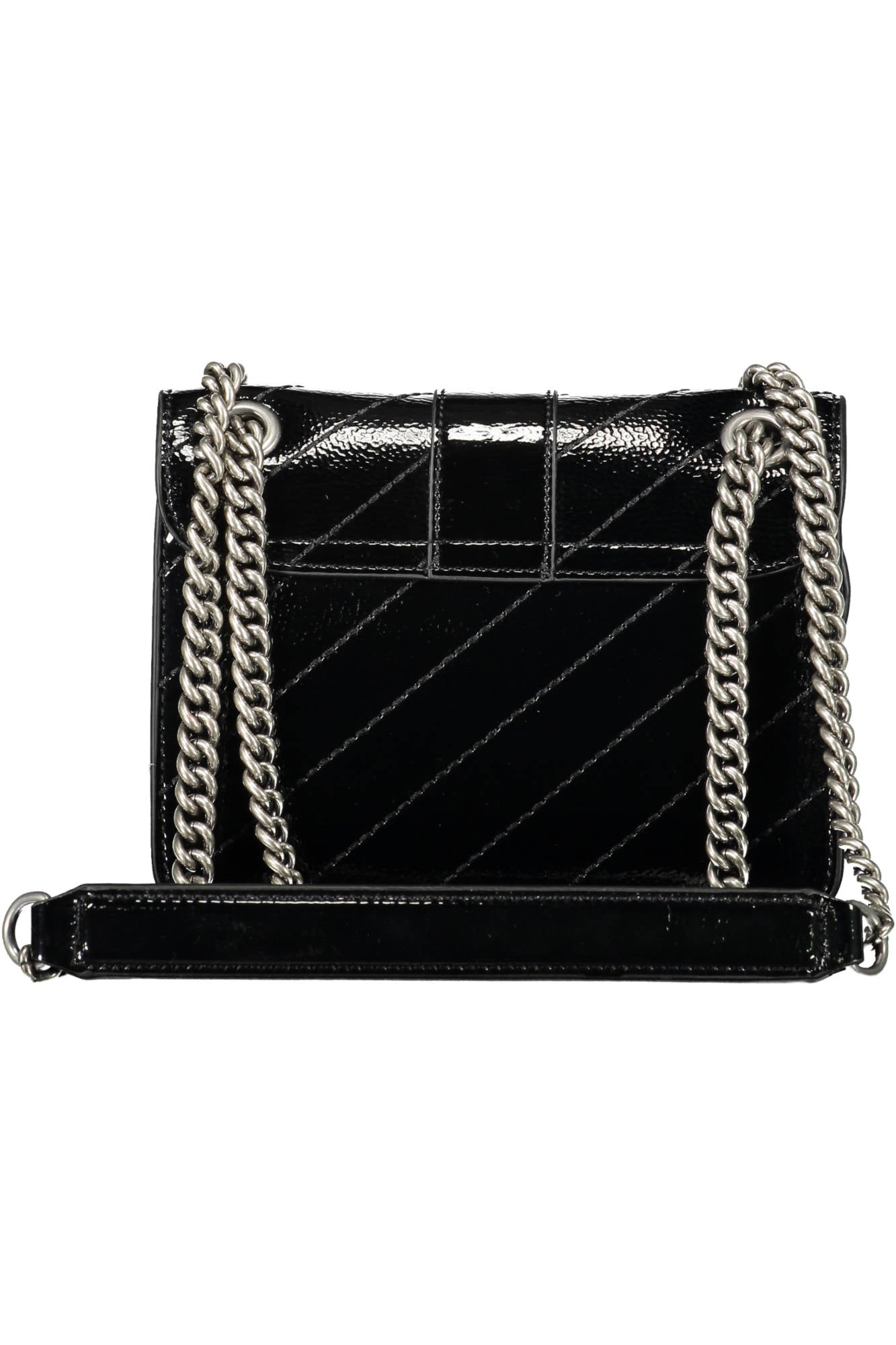 GBDA2843_NERO_NERO – Elegante schwarze Schultertasche für Damen mit Kettenriemen. – Größe: UNI – Farbe: Nero