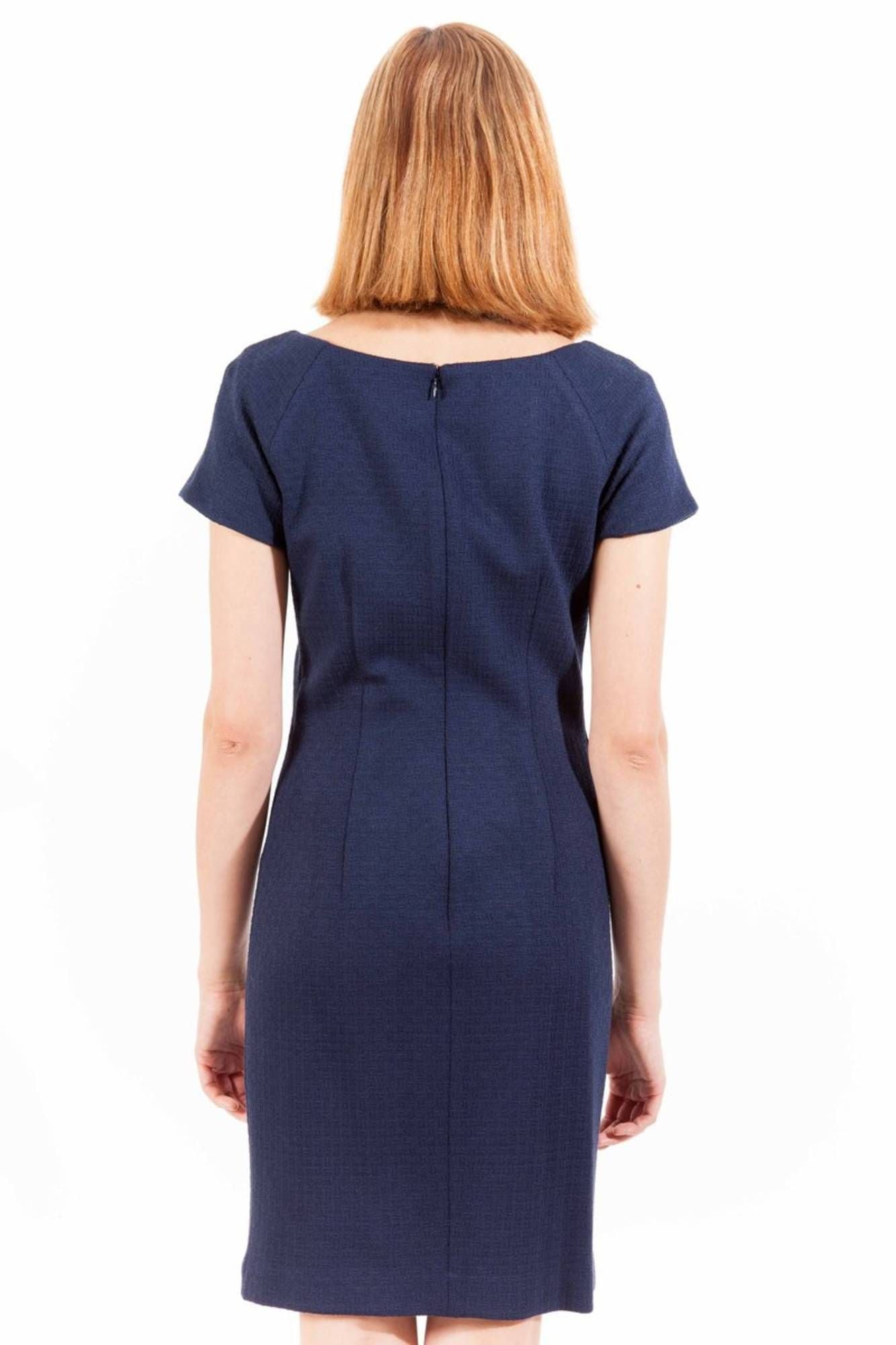 1403450808_BLU_433 – Elegantes Blaues Damenkleid mit U-Boot-Ausschnitt und Reißverschluss – Größe: 44 – Farbe: Blu