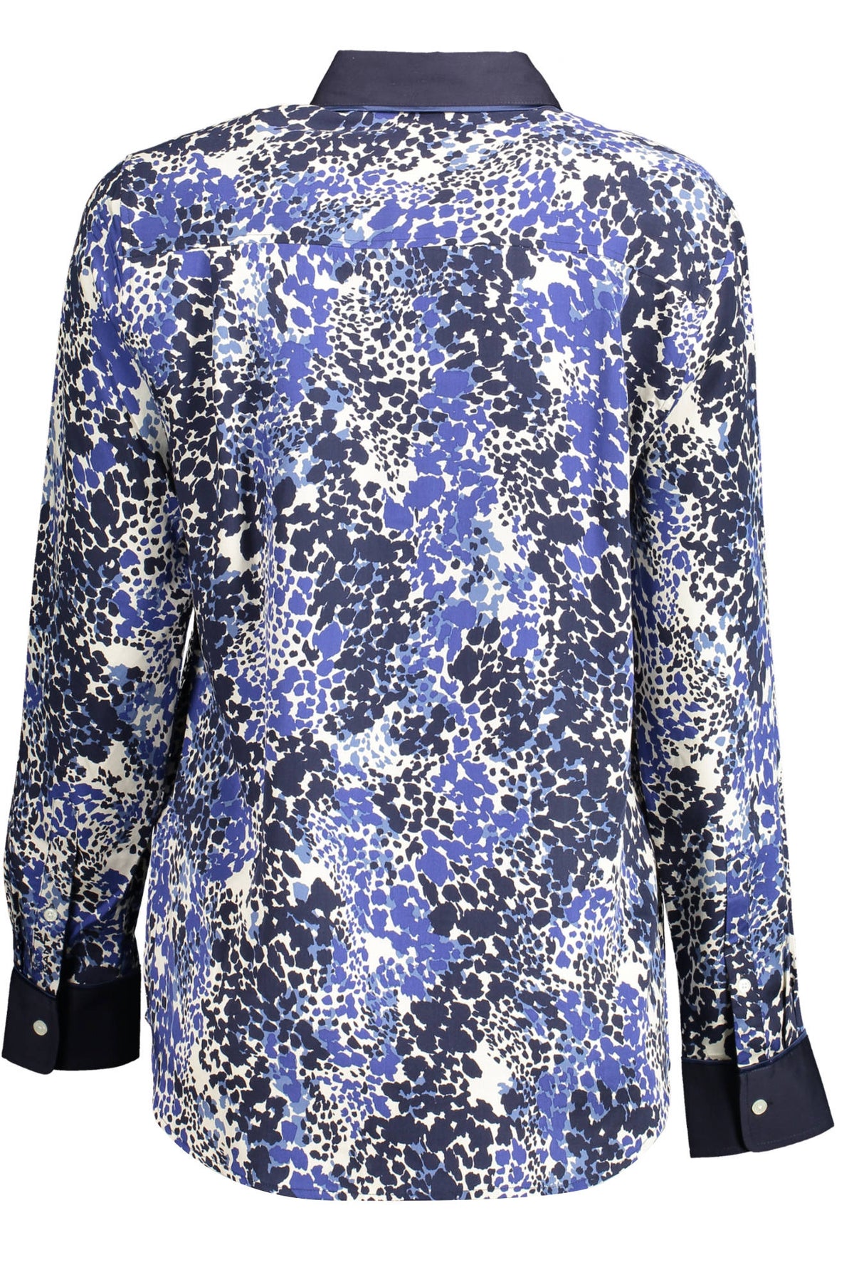 21014301126_BLU_464 – Elegante Damenbluse Blau – Langarm, Italienkragen & Kontrastdetails – Größe: 34, 36, 44 – Farbe: Blu