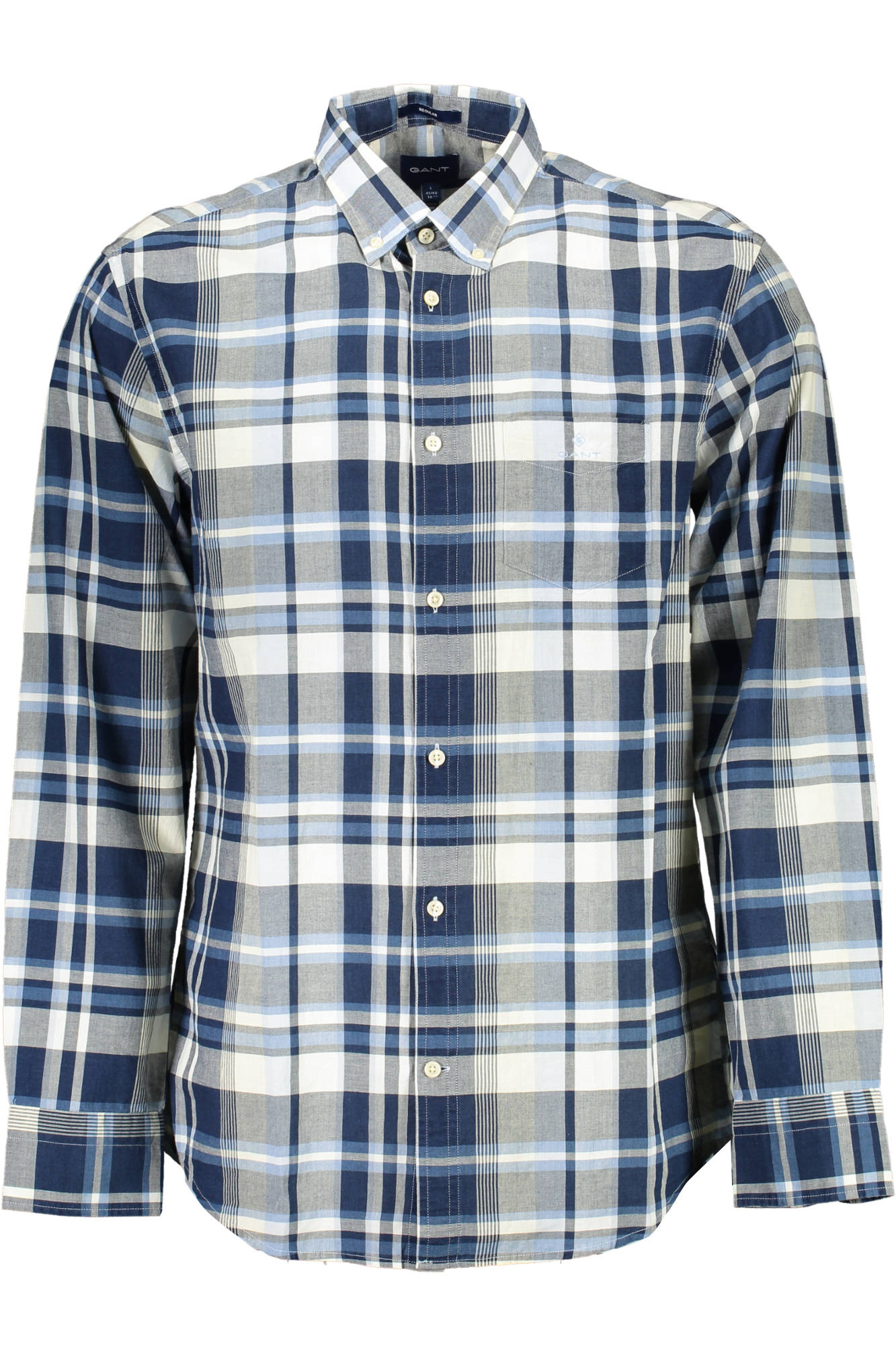 19013015930_BLU_448 – Elegantes blaues Herrenhemd - Button-Down, reguläre Passform – Größe: S – Farbe: Blu