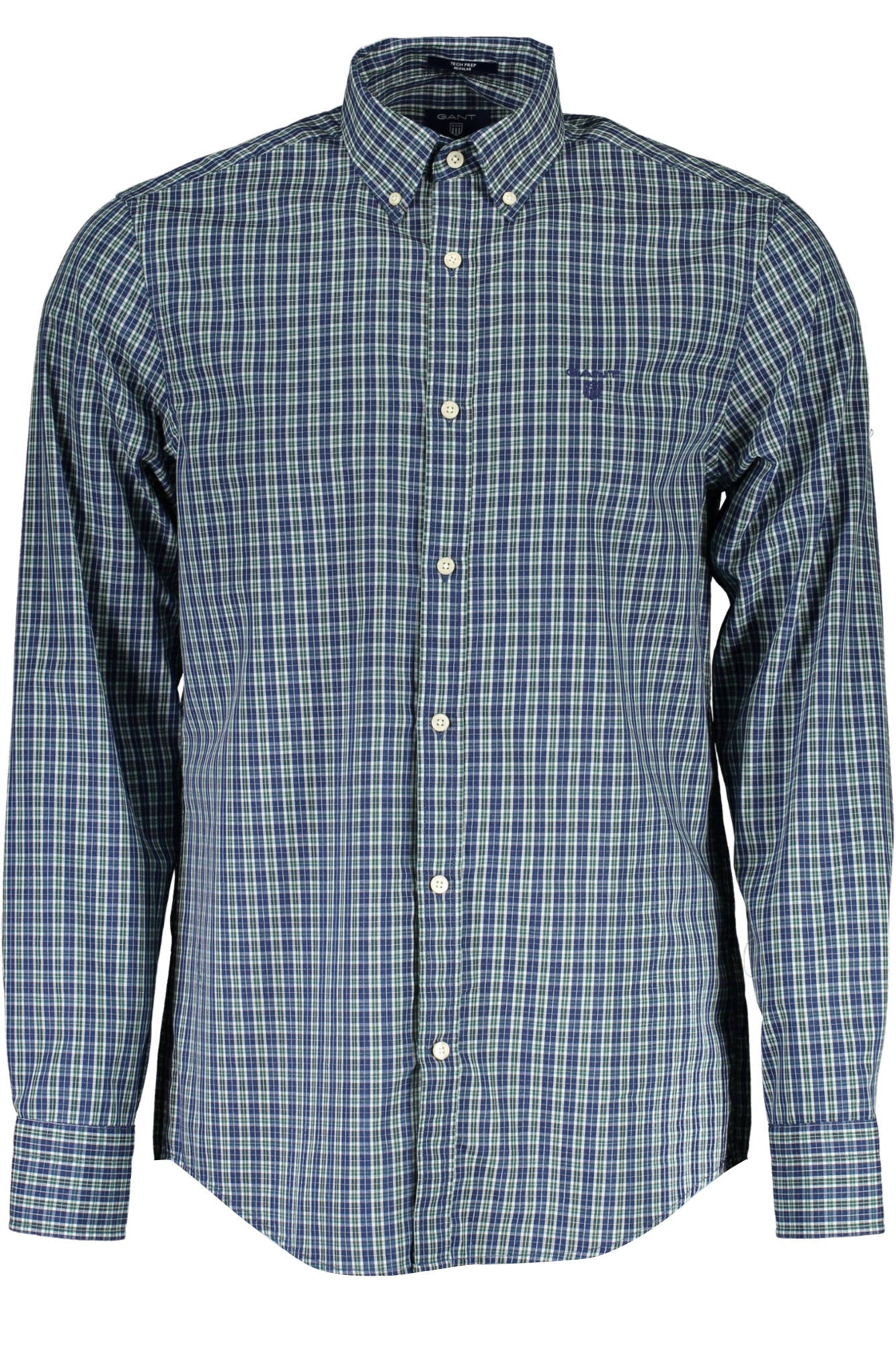 18033004320-1_VERDE_339 – Langarm Herrenhemd in Grün mit Button-Down-Kragen und Logodetail – Größe: S – Farbe: Verde