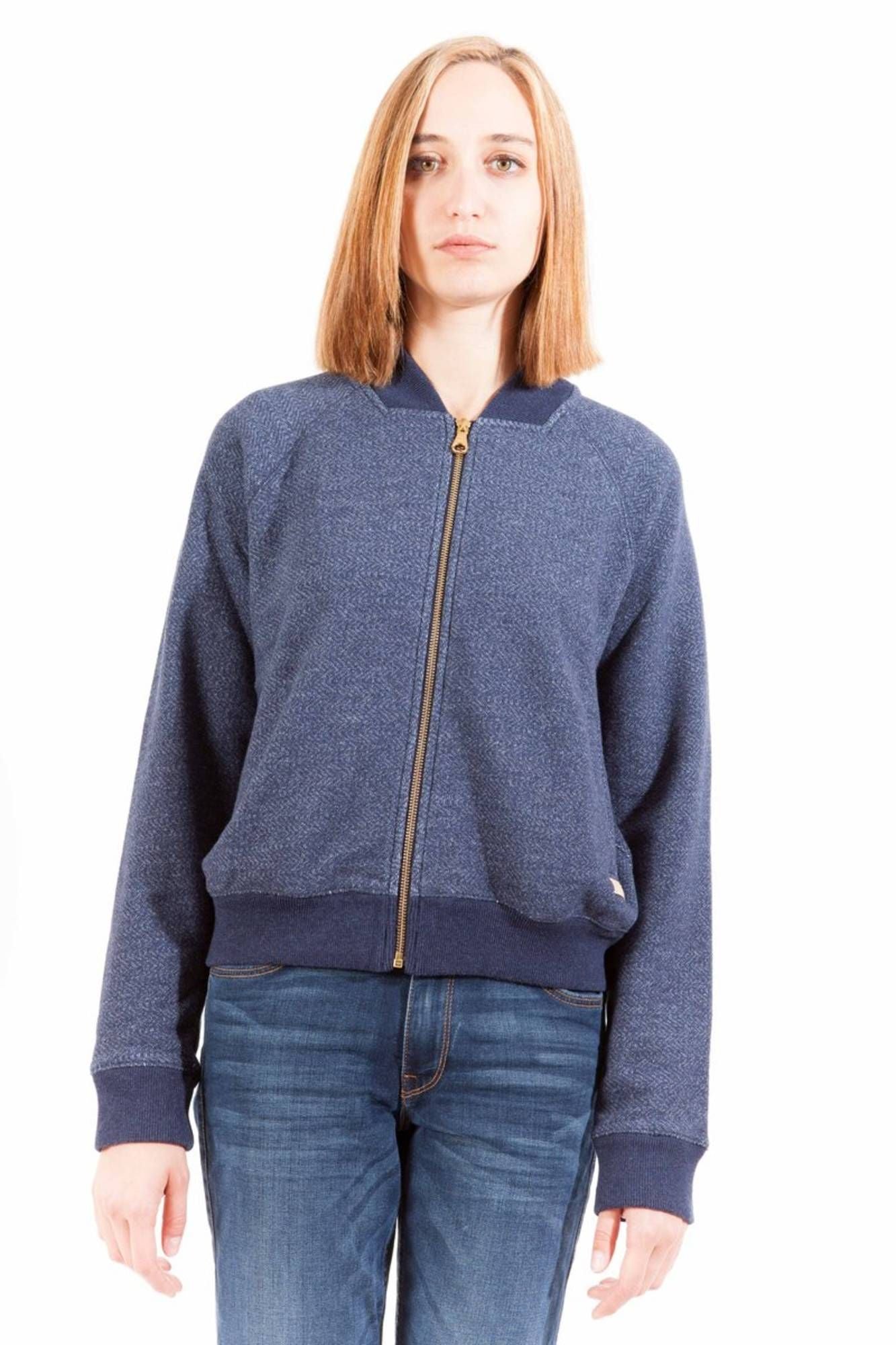 1403408102_BLU_413 – Damen Sweatjacke Blau mit Reißverschluss und Taschen - Stilvoll & Elegant – Größe: XS – Farbe: Blu