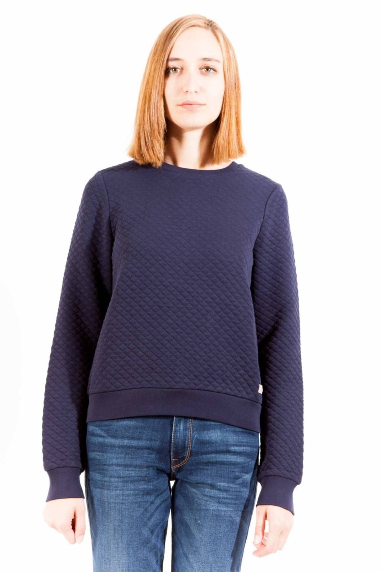 1403408605_BLU_413 – Damenpullover ohne Reißverschluss - Blaues Langarm-Sweatshirt – Größe: 2XS – Farbe: Blu