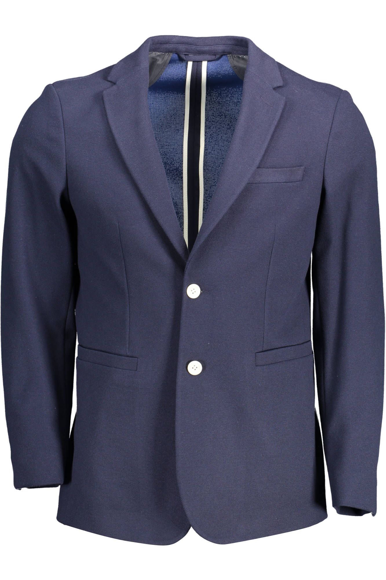 20017705107_BLU_433 – Klassische Herrenjacke in Blau - Slim-Blazer mit Taschen & Logo – Größe: 48, 50, 52, 54, 56 – Farbe: Blu