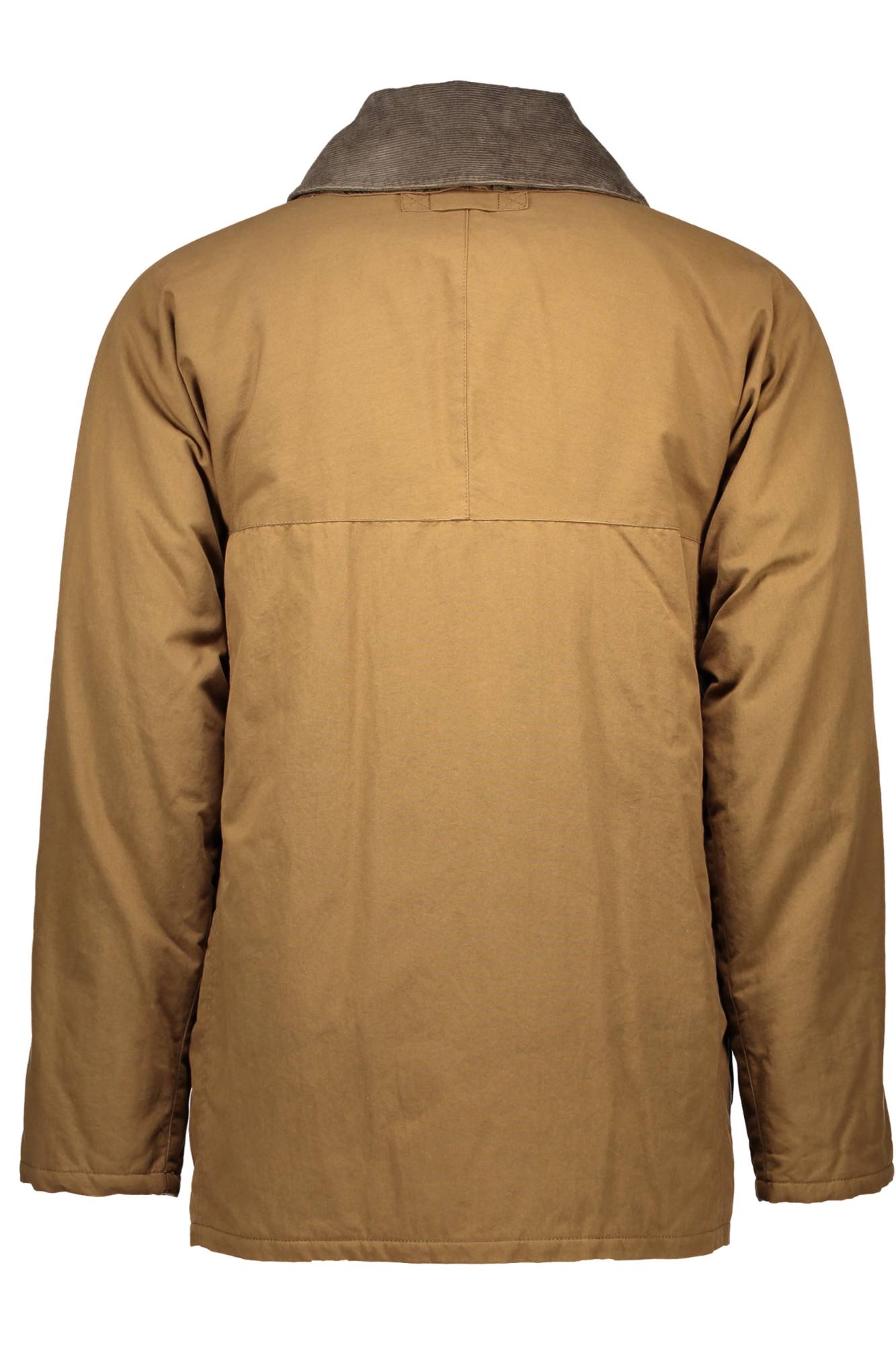 1403074701_MARRONE_206 – Braune Herrenjacke mit Kontrastkragen, Druckknöpfen und Reißverschluss – Größe: S, 2XL – Farbe: Marrone