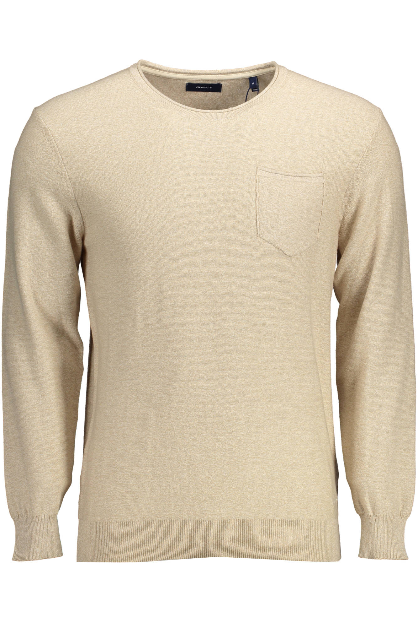 21018060012_BEIGE_287 – Beiger Herrenpullover mit Brusttasche und Stickerei – Stilvoll & Elegant – Größe: S, XL, 2XL – Farbe: Beige