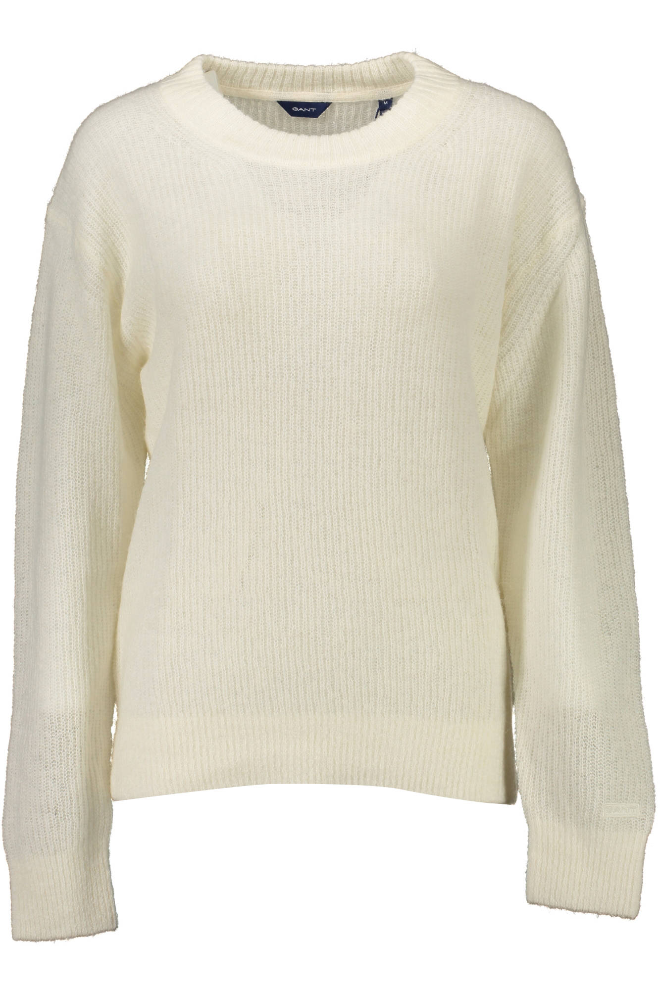 19034801116_BIANCO_130-CREM – Eleganter Damenpullover in Weiß mit Rundhalsausschnitt und dezentem Logo – Größe: L, XL – Farbe: Bianco