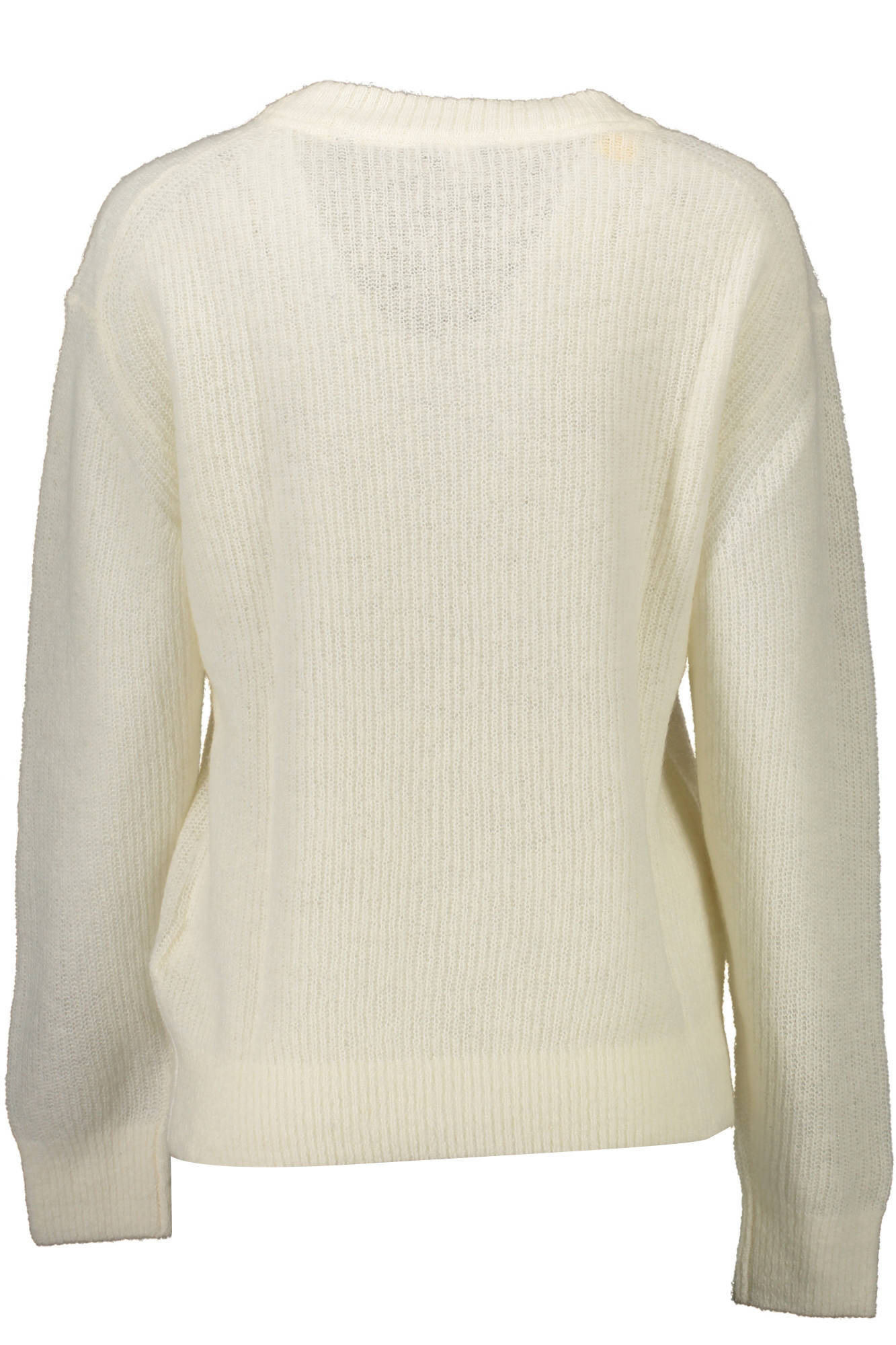 19034801116_BIANCO_130-CREM – Eleganter Damenpullover in Weiß mit Rundhalsausschnitt und dezentem Logo – Größe: L, XL – Farbe: Bianco