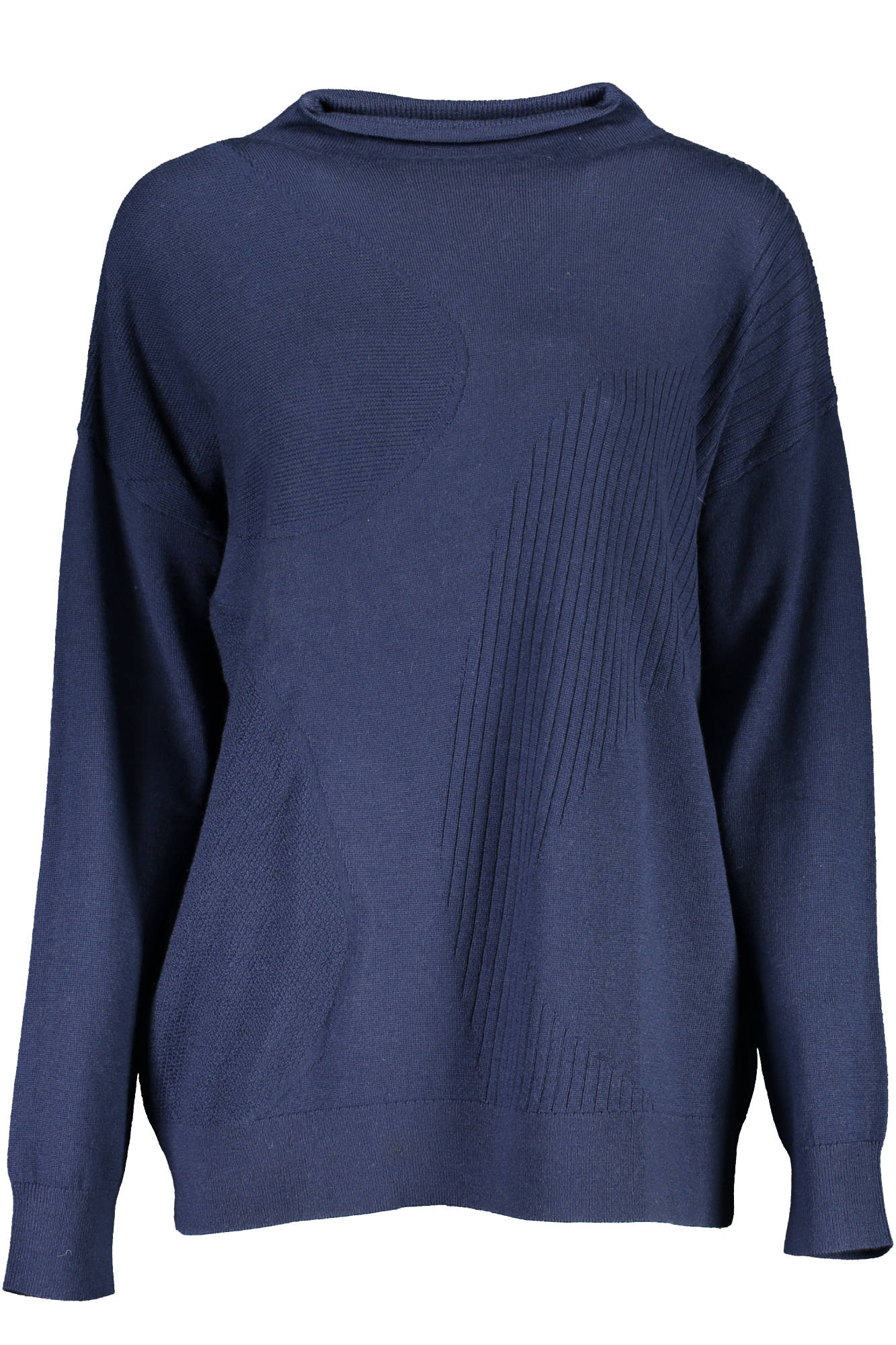 18034800072_BLU_410 – Eleganter Damenpullover Blau mit Rollkragen und Logo-Detail – Größe: XS – Farbe: Blu