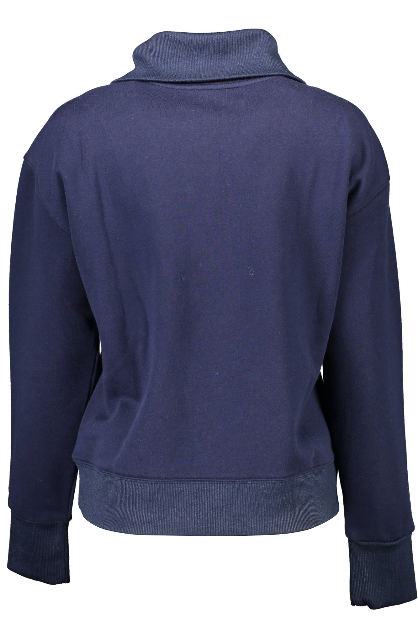 20034201651_BLU_433-EVENING-BLUE – Eleganter Blauer Damenpullover mit Hohem Kragen und Halbreißverschluss – Größe: Standard