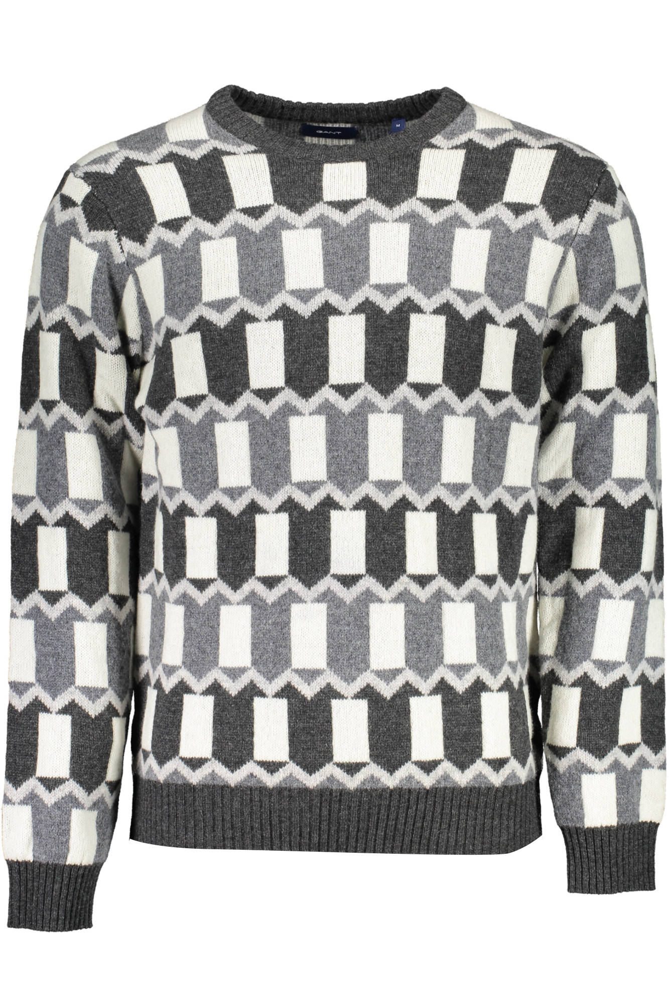 19038010032_GRIGIO_97 – Eleganter Herren-Pullover in Grau mit Rundhalsausschnitt und Logo – Größe: XL, 2XL – Farbe: Grigio