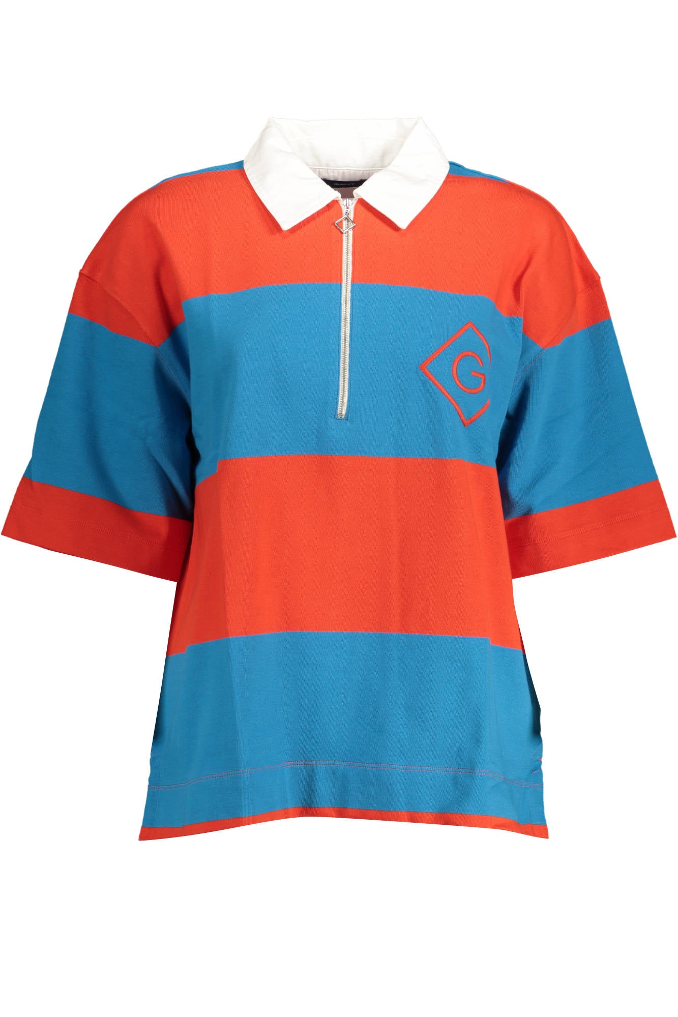 21014202223_ROSSO_667 – Elegantes Damen Poloshirt in Rot aus Bio-Baumwolle mit Reißverschluss – Größe: XS, S, M, L, XL – Farbe: Rosso